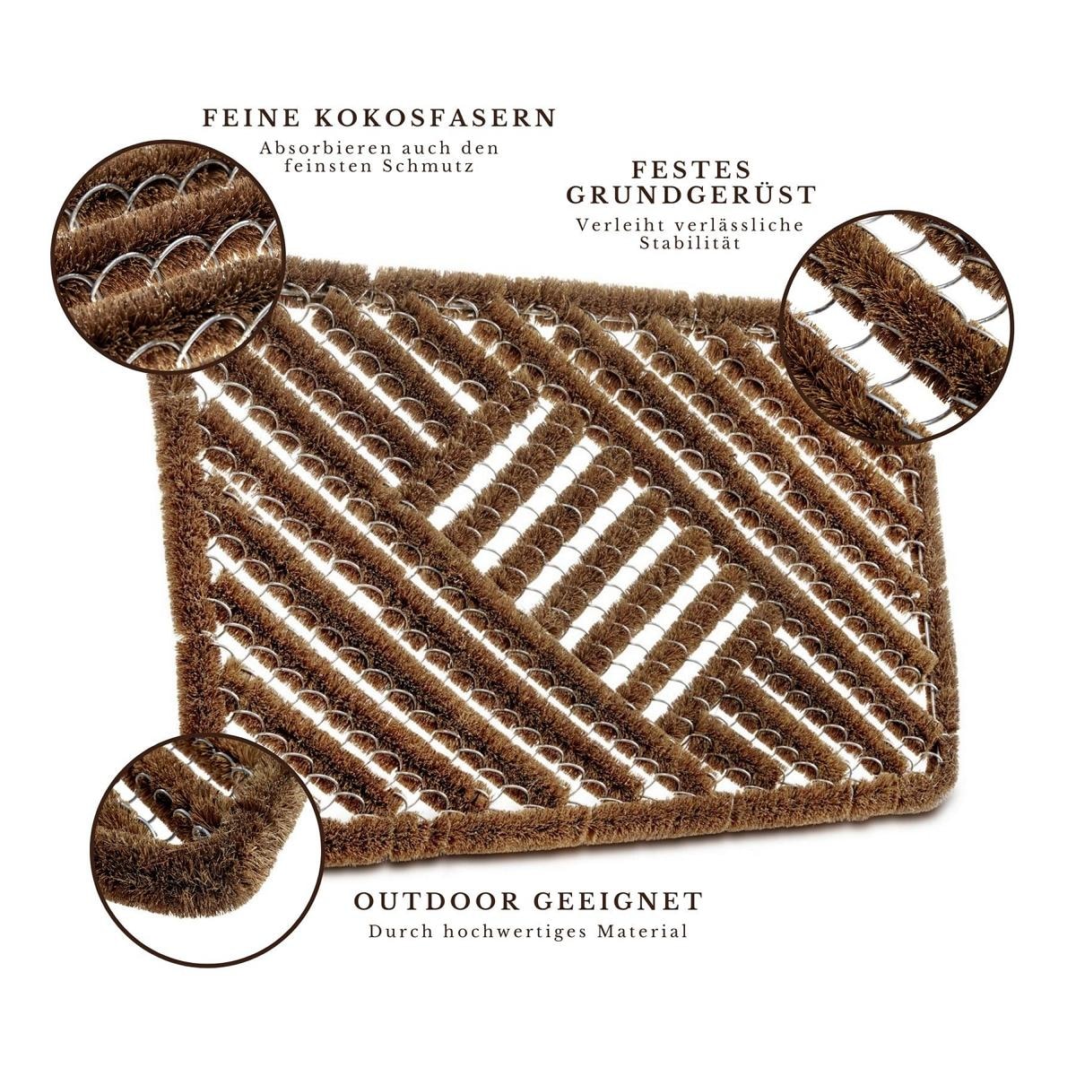HANSE Home Fussmatte »Grid Brushes Mat, Türmatte« rechteckig 33 mm Höhe Gitter, Robust, Bürsten, Innen, Aussen, Schmutzabtreter, Wetterfest