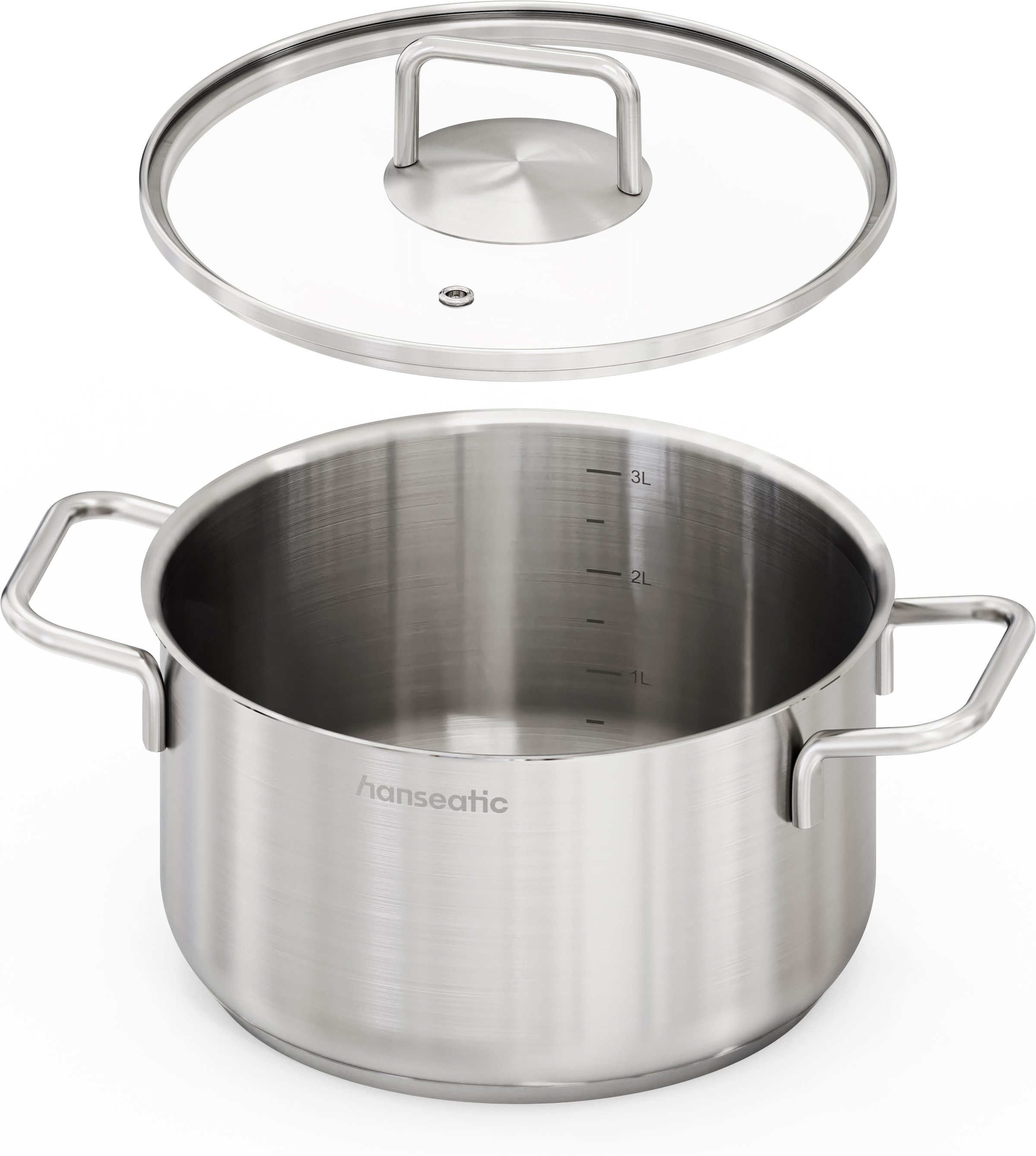 Hanseatic Topf-Set »BASIC« Set, Stielkasserolle 16 cm, Kochtopf 2x16/2x20/1x24 cm, 11 tlg. Edelstahl 18/10