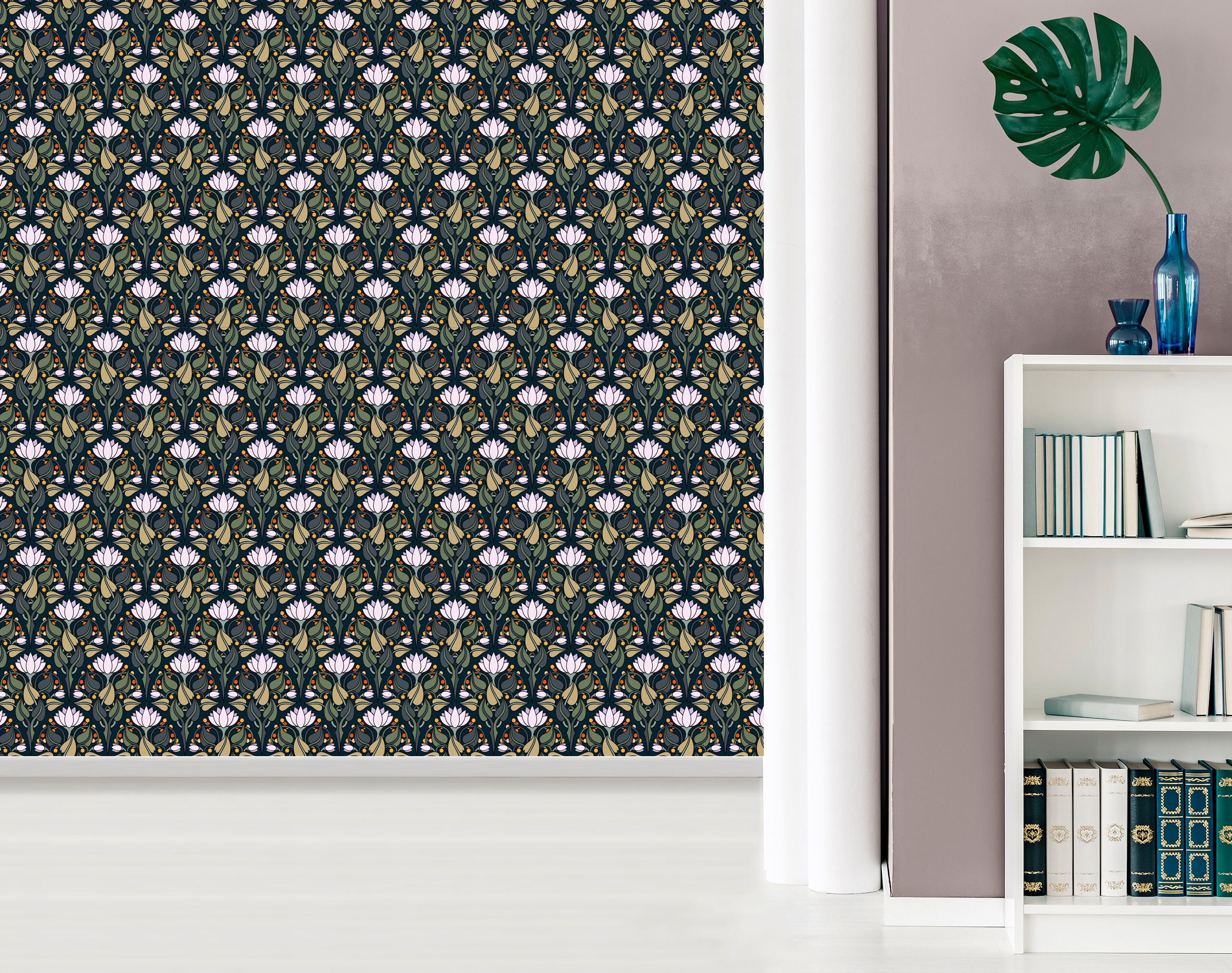 queence Vinyltapete »Eloise«, bedruckt-Barock-Antikoptik-Kunst, 90x250cm, selbstklebend, kinderleichte Anbringung, Sticker