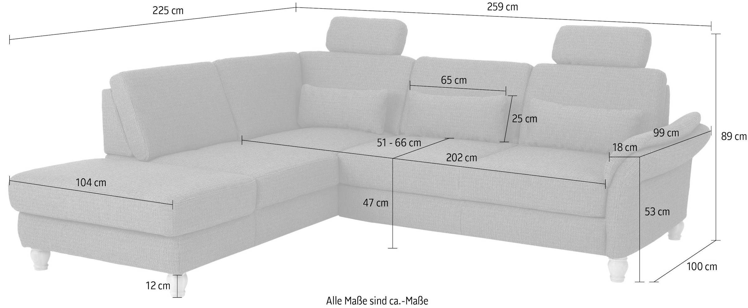 Home affaire Ecksofa »Palace L-Form«, incl. Sitztiefenverstellung, wahlweise mit Bettfunktion und Stauraum