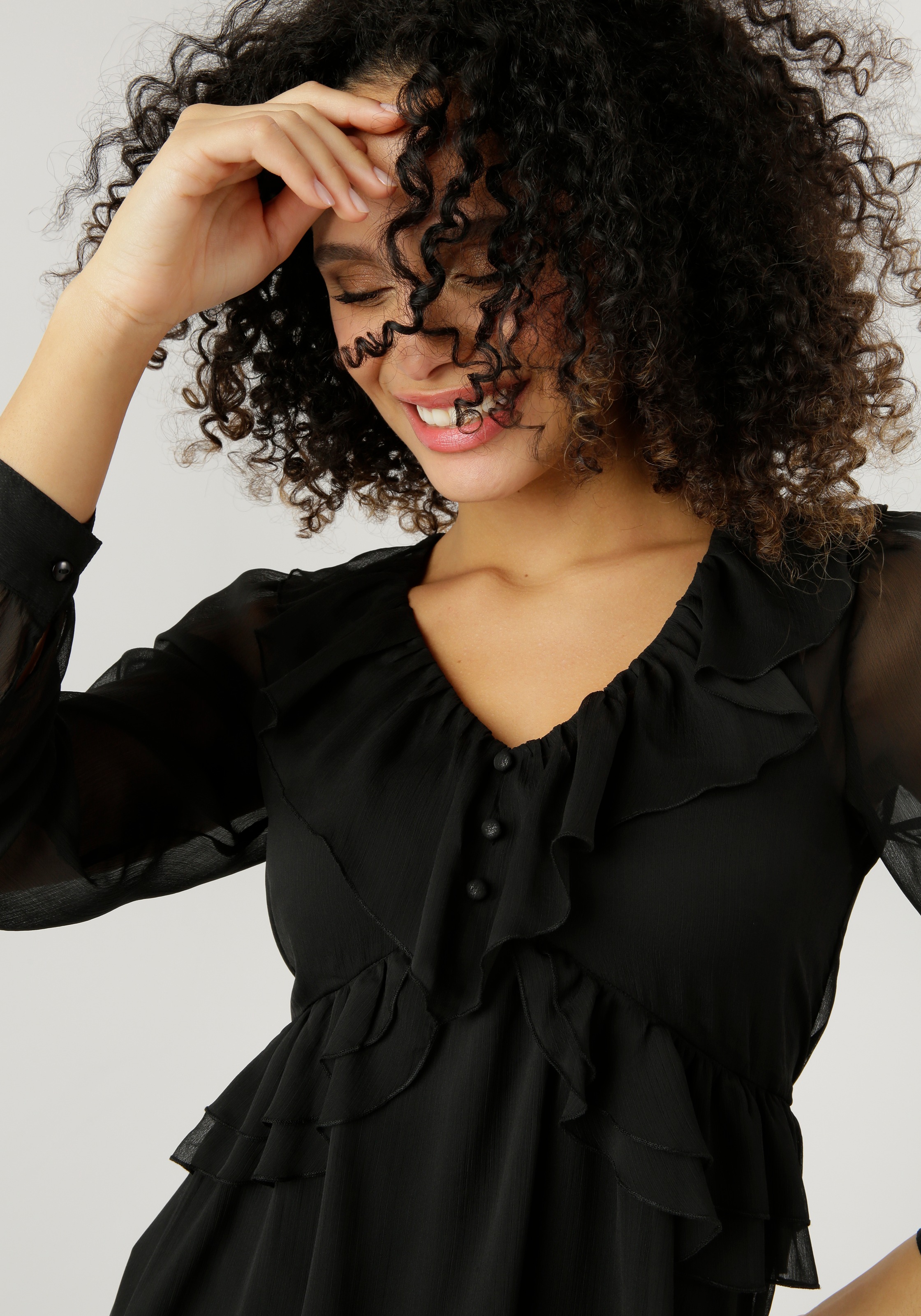 Aniston SELECTED Longbluse, mit Volants - NEUE KOLLEKTION
