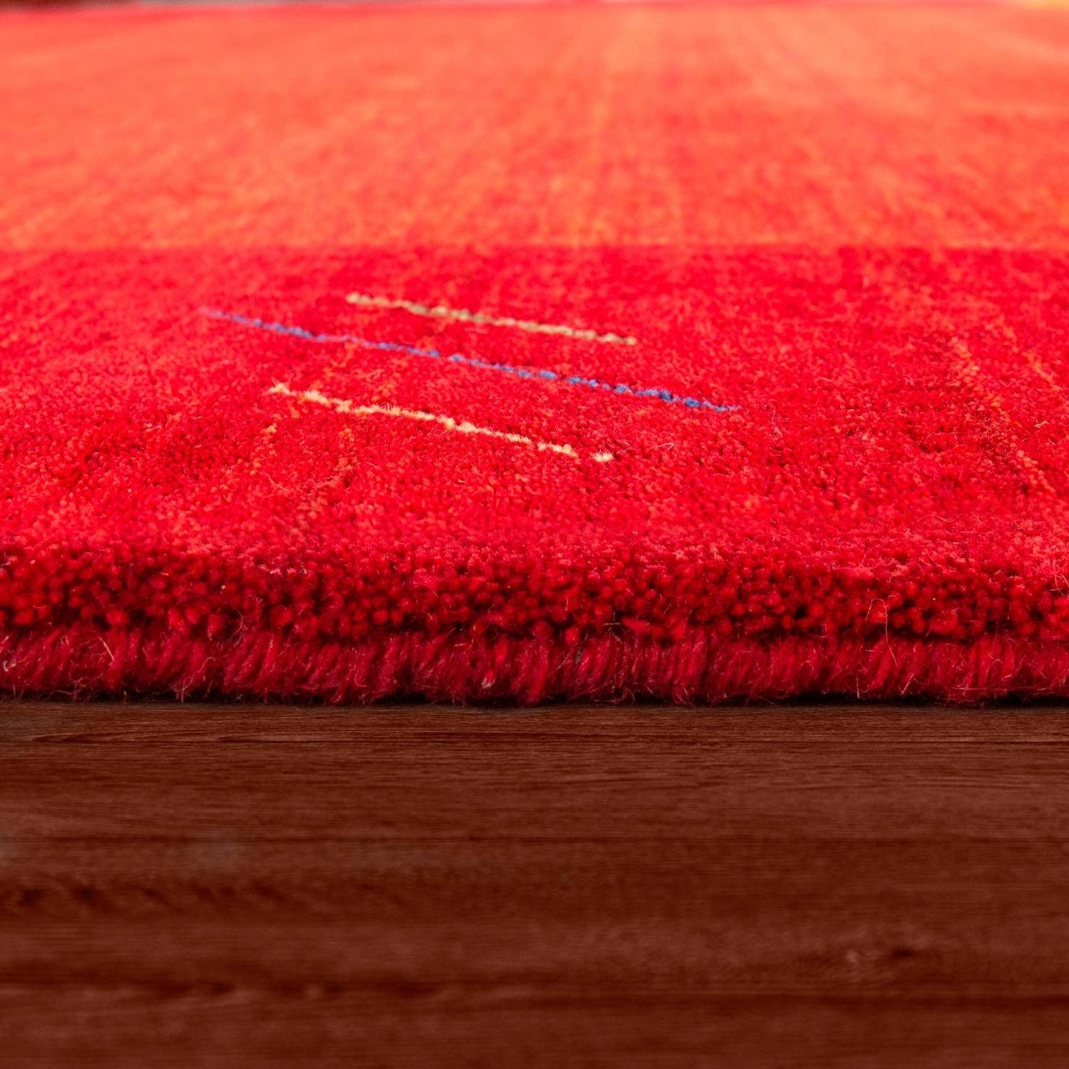 Paco Home Wollteppich »Gabbeh 309« rechteckig 14 mm Höhe Kurzflor, handgewebt, reine Wolle, Gabbeh-Stil, mit Bordüre