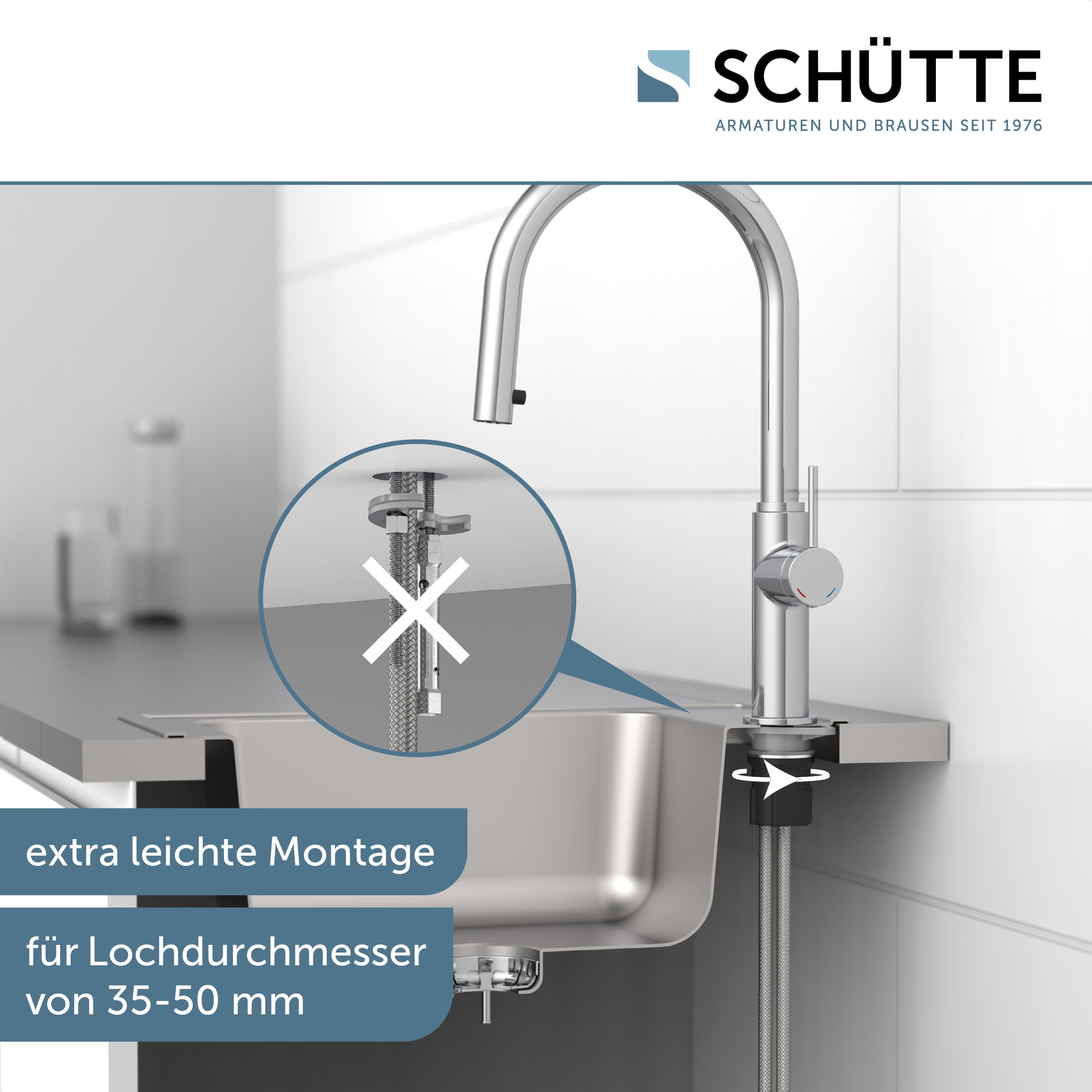 Schütte Robinet d'évier »BLACKPOOL« fonction Cold-Start économe en énergie, pivotant à 360°, tuyau extensible