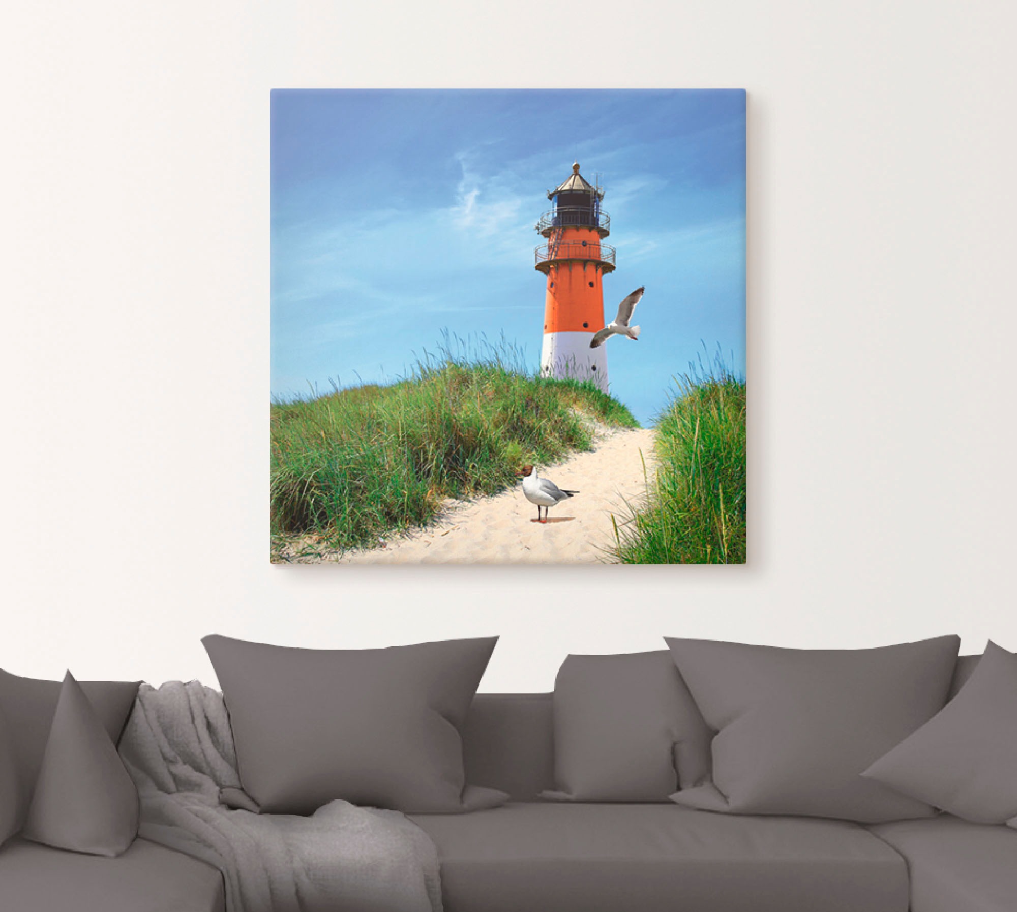 Artland Wandbild »Am Leuchtturm« Gebäude 1 Stk. tlg. auf Holzrahmen gespannt