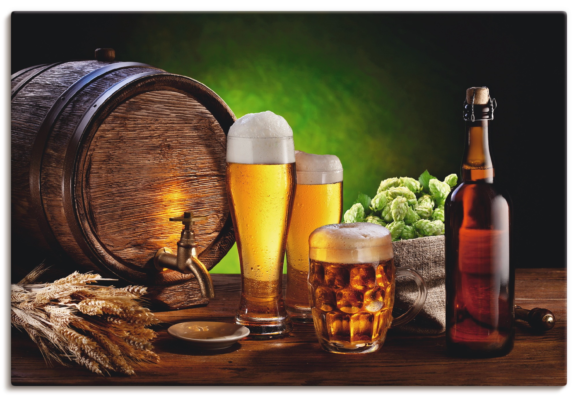 Image of Artland Wandbild »Bier Stillleben«, Getränke, (1 St.), in vielen Grössen & Produktarten - Alubild / Outdoorbild für den Aussenbereich, Leinwandbild, Poster, Wandaufkleber / Wandtattoo auch für Badezimmer geeignet bei Ackermann Versand Schweiz