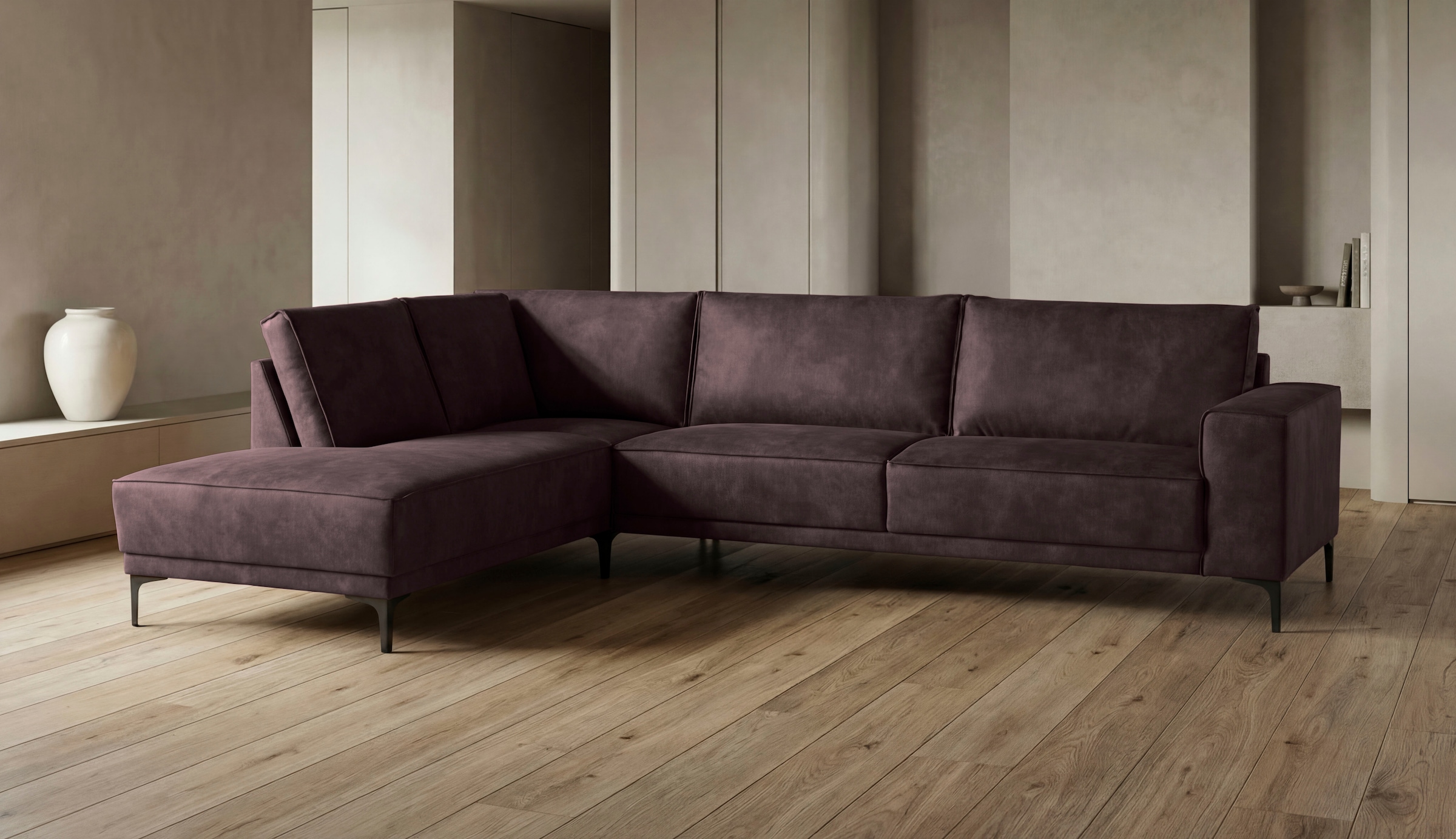 GOODproduct Ecksofa »OLAND Luxus-Microfaser L-Form, B: 289 cm, Skandi-Design« Struktur, Flachgewebe, Luxus-Microfaser, Boucle