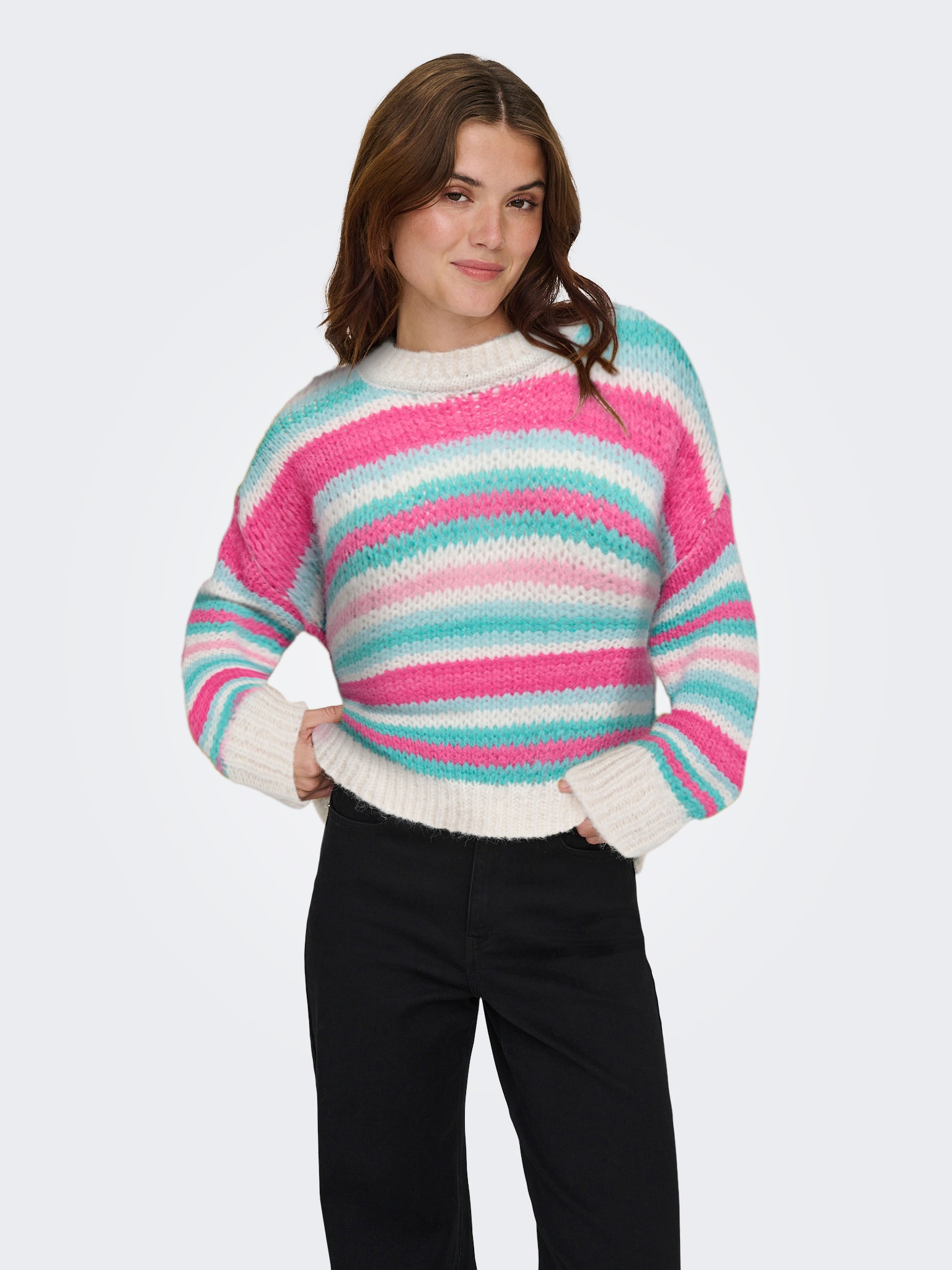 Image of ONLY Strickpullover "ONLALYSSA LIFE LS STRIPE O-NECK CC KNT"