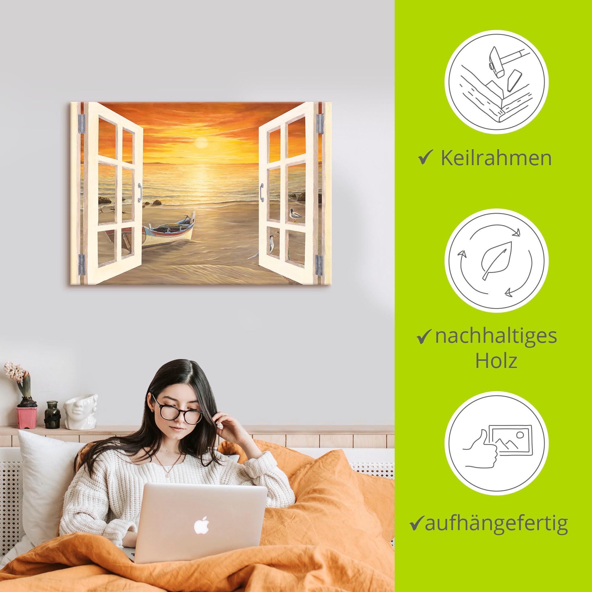 Artland Tableau sur toile »Möwen« 1 cuis tlg. auf Holzrahmen gespannt