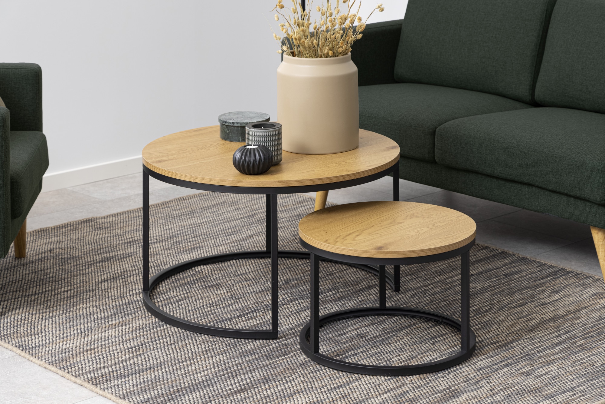 ACTONA GROUP Couchtisch »Spiro 2er Set, rund – modern & stilvoll kombinieren, zeitloses Design« Couchtisch, Beistelltisch, 2 Stk. tlg. OTTOs Choice Holzoptik, pflegeleicht & robustes Metallgestell