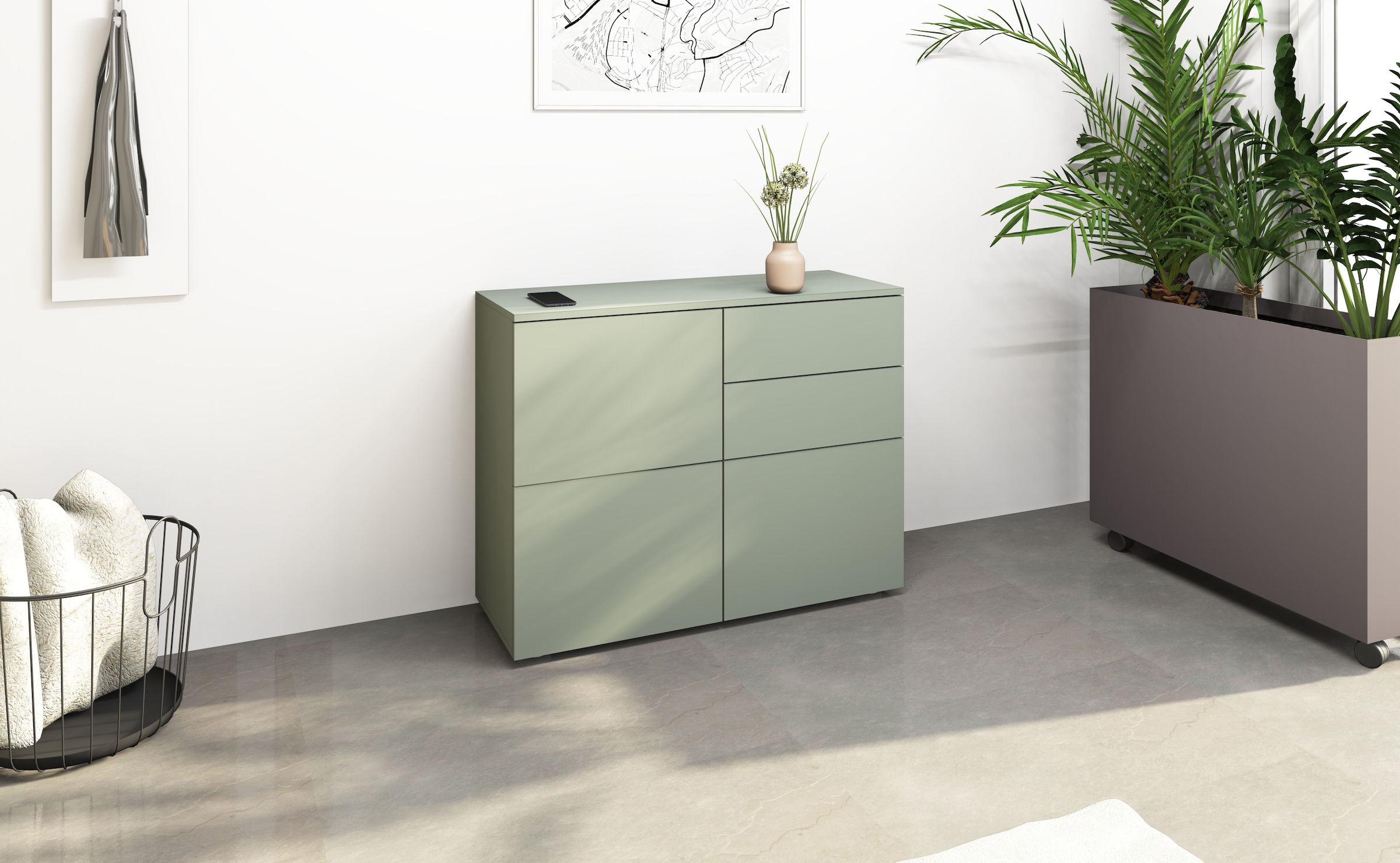 borchardt Möbel Kommode »Rova, Sideboard Breite 93 cm« Push-To-Open, verstellbare Einlegeböden, viel Stauraum, Breite 93cm