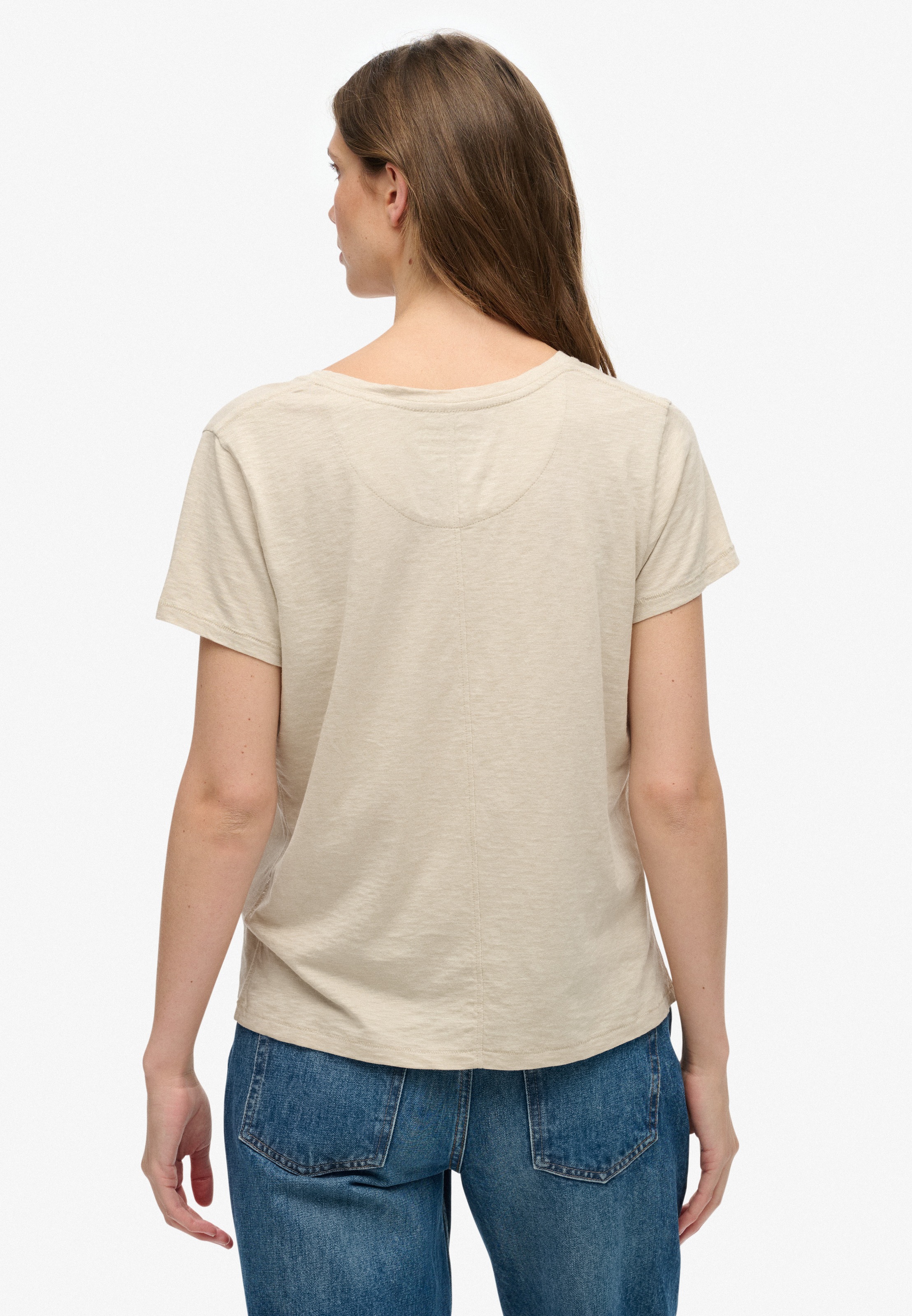 Superdry T-shirt »STUDIOS SLUB EMB VEE TEE« Baumwollmischung, relaxed fit