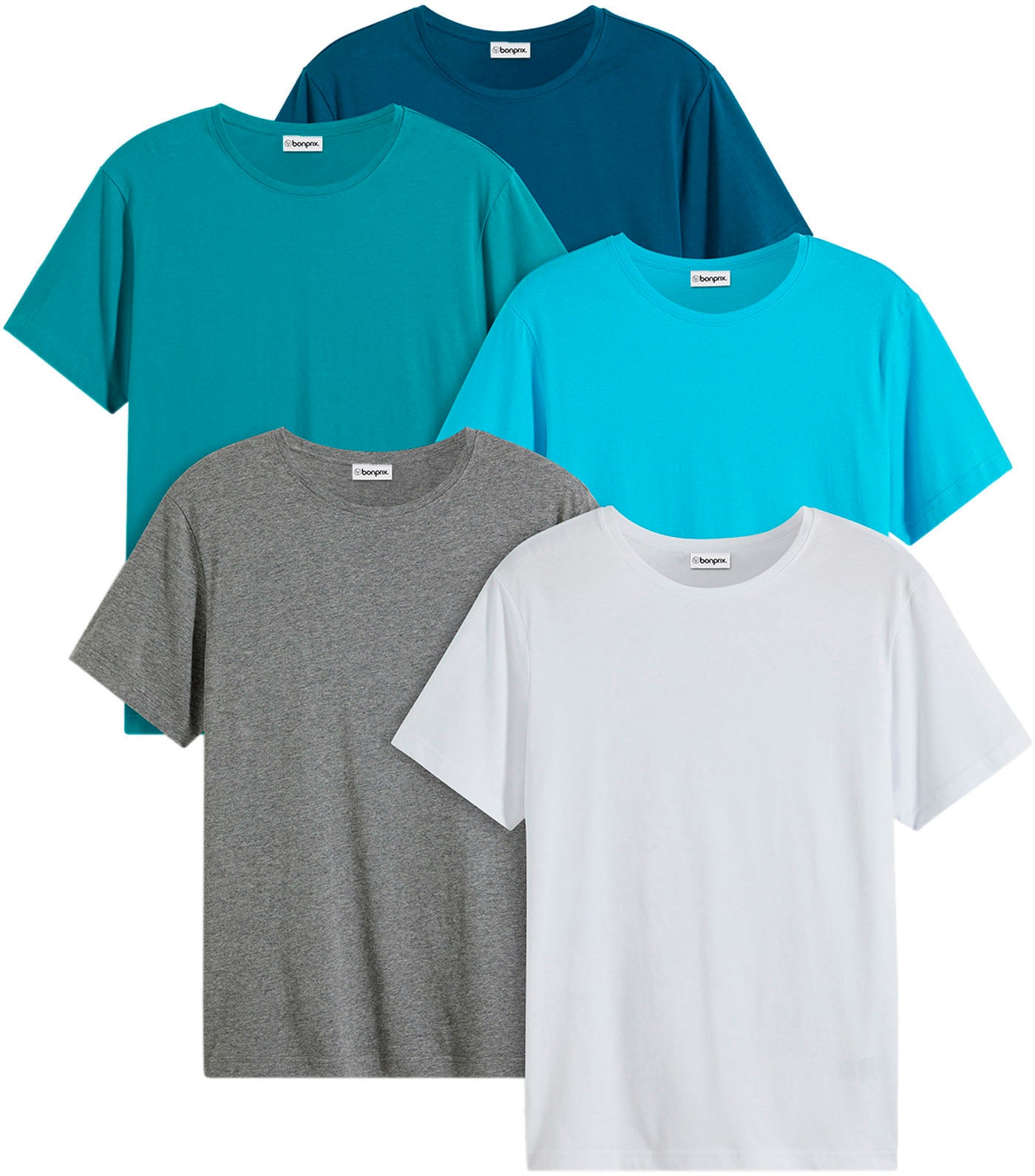 Image of bonprix T-Shirt "T-Shirt (5er Pack)" Packung, 5er, 5 Stk. Regular Fit, Kurzarm, für warme Tage, aus Baumwolle und Viskose