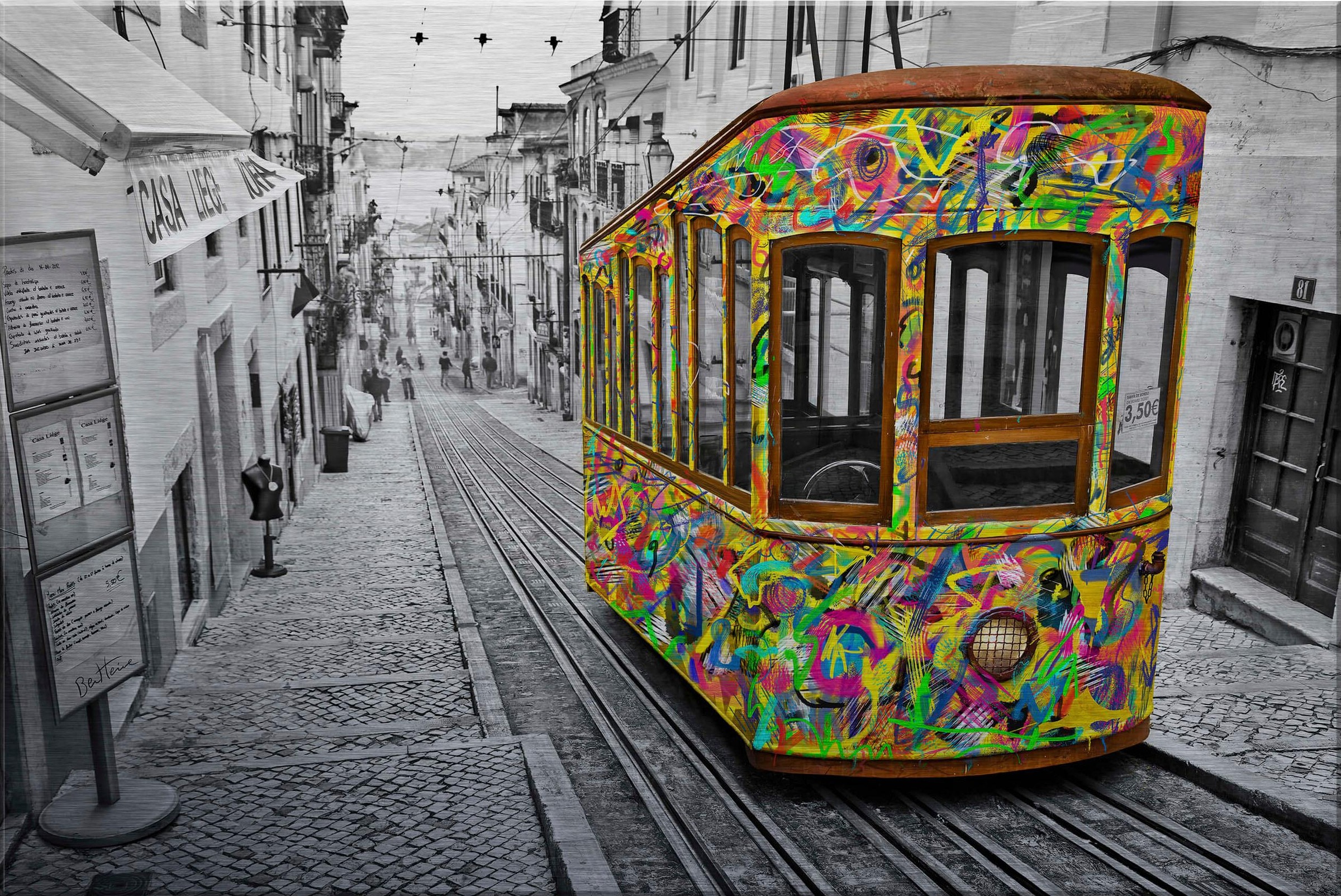 Image of Wall-Art Metallbild »Ben Heine - Tram in Lissabon«, mit Silberfarbeneffekt bei Ackermann Versand Schweiz