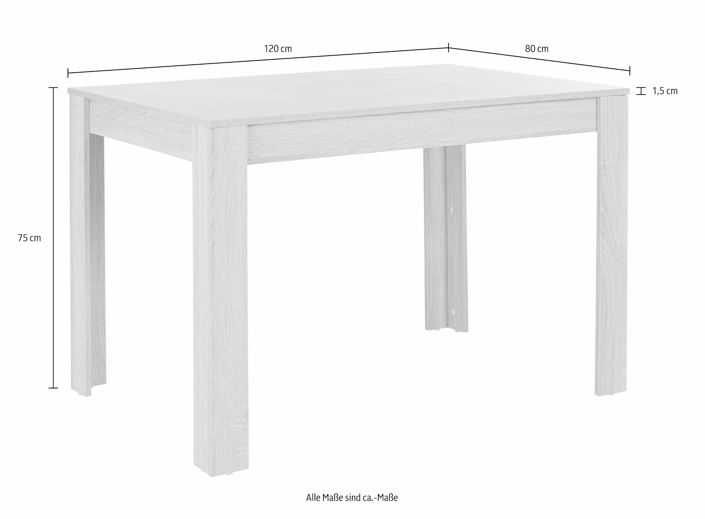 INOSIGN Essgruppe, (Set, 5 tlg.), mit Tisch in Eichefarben Sägerau, Breite 120 cm