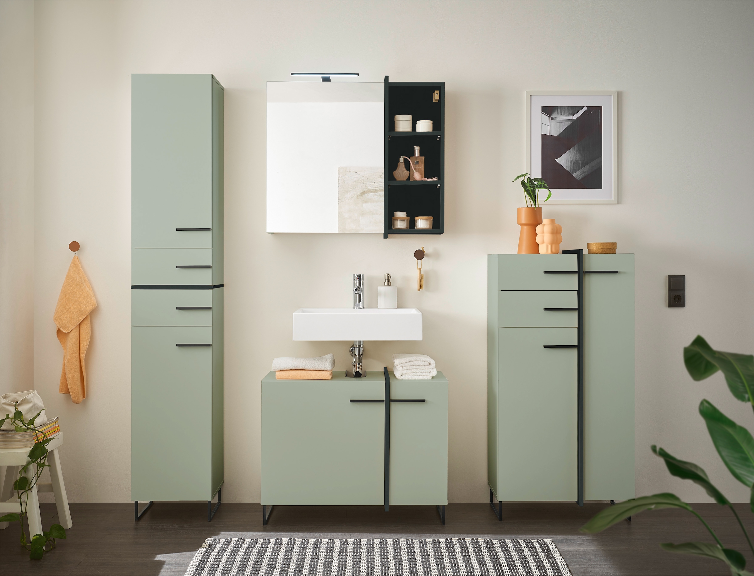 BASIC by Balculina Armoire intermédiaire »Palermo, BxHxT 60x119x35 cm« 1 cuis tlg. Largeur 60 cm, softclose, pieds en métal