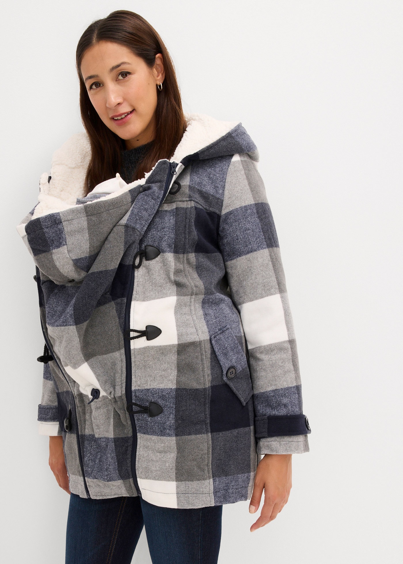 Image of bonprix Umstandsjacke "Woll-Umstandsjacke mit Teddyfutter / Tragejacke" mit Kapuze mit Teddyfutter, mit Kapuze, mit herausnehmbarem Baby-Einsatz, bequem