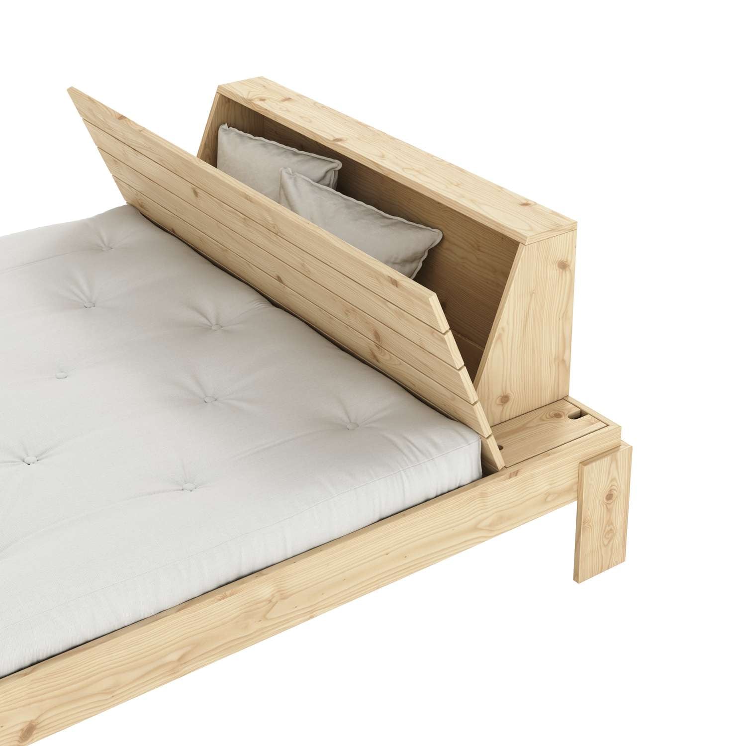 Karup Design Stauraumbett »Layers Bed Headboard, Bettgestell mit Stauraumkopfteil, mehrere Grössen«, inkl. Lattenrost, excl. Matratze, FSC®-zertifiziertes Massivholz