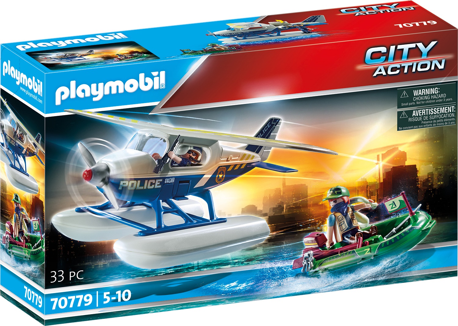 Image of Playmobil® Konstruktions-Spielset »Polizei-Wasserflugzeug: Schmuggler-Verfolgung (70779), City Action«, (33 St.), Made in Germany bei Ackermann Versand Schweiz