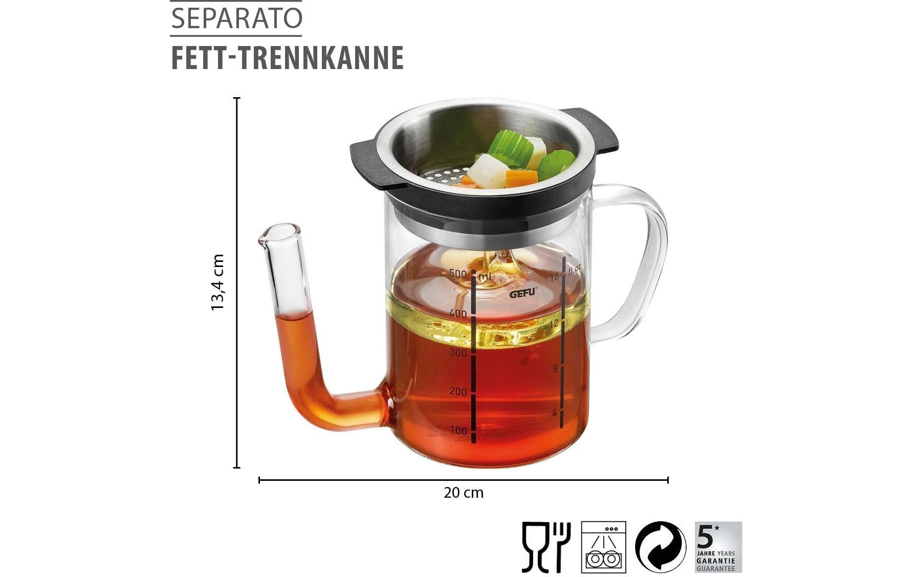 GEFU Fetttrennkanne »SEPARATO« Borosilikatglas effektive Fettabscheidung, 0,5 Liter