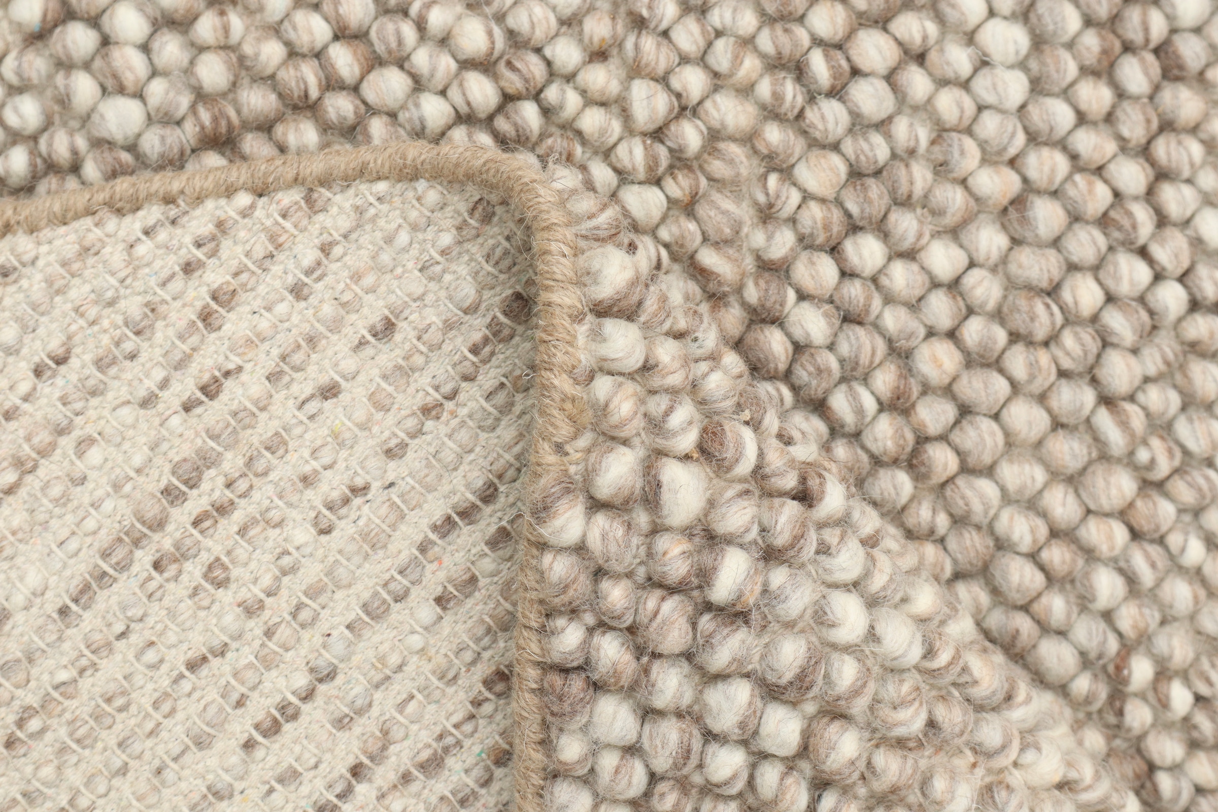 my home Wollteppich »Wolly« rund 14 mm Höhe Wolle, handgewebt, Handweb Teppiche, Wohnzimmer, Schlafzimmer