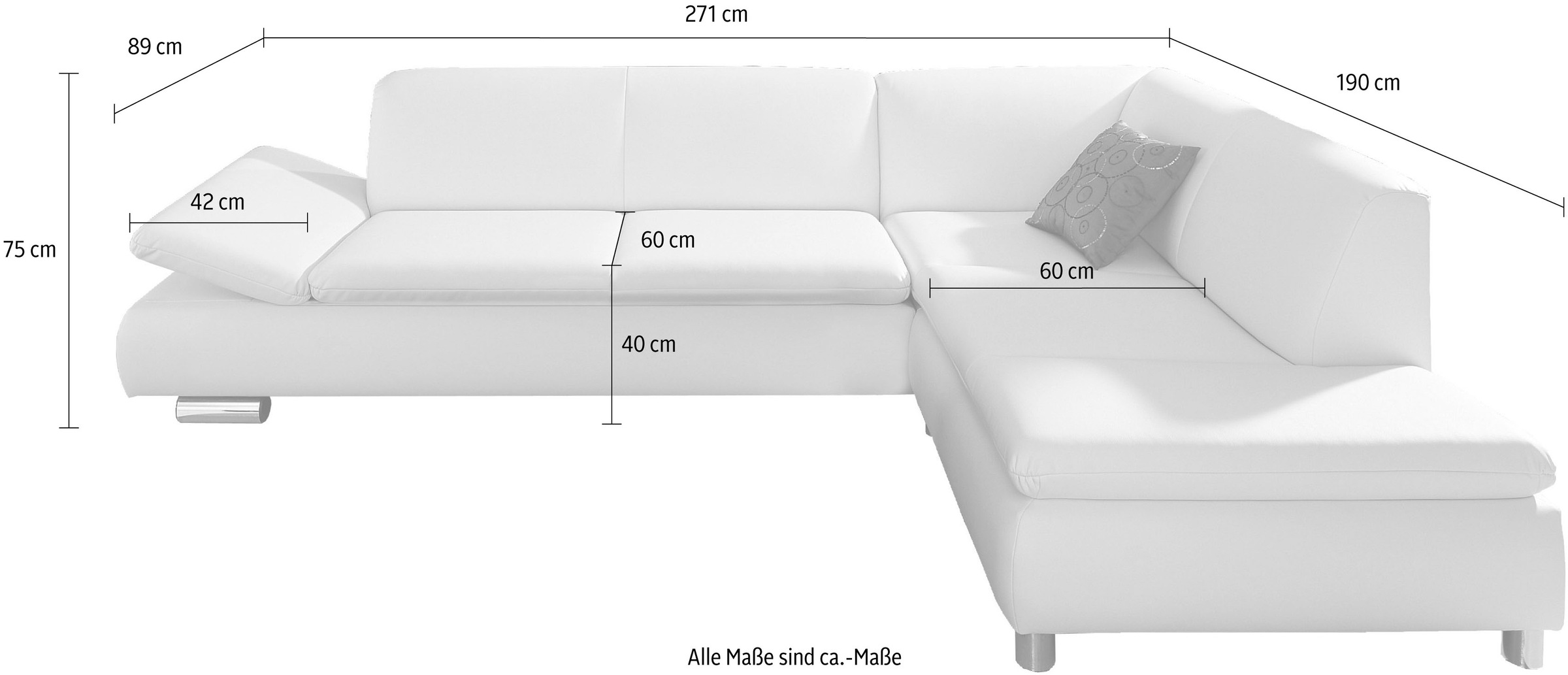 Max Winzer® Ecksofa »Toulouse modern und bequem, aktuelles Design, hoher Sitzkomfort«, mit klappbaren Armlehnen, Breite 271 cm