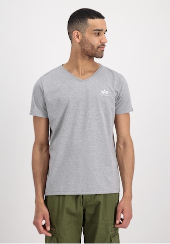 T-Shirt »ALPHA INDUSTRIES Men - T-Shirts Basic V-Neck T Small Logo«