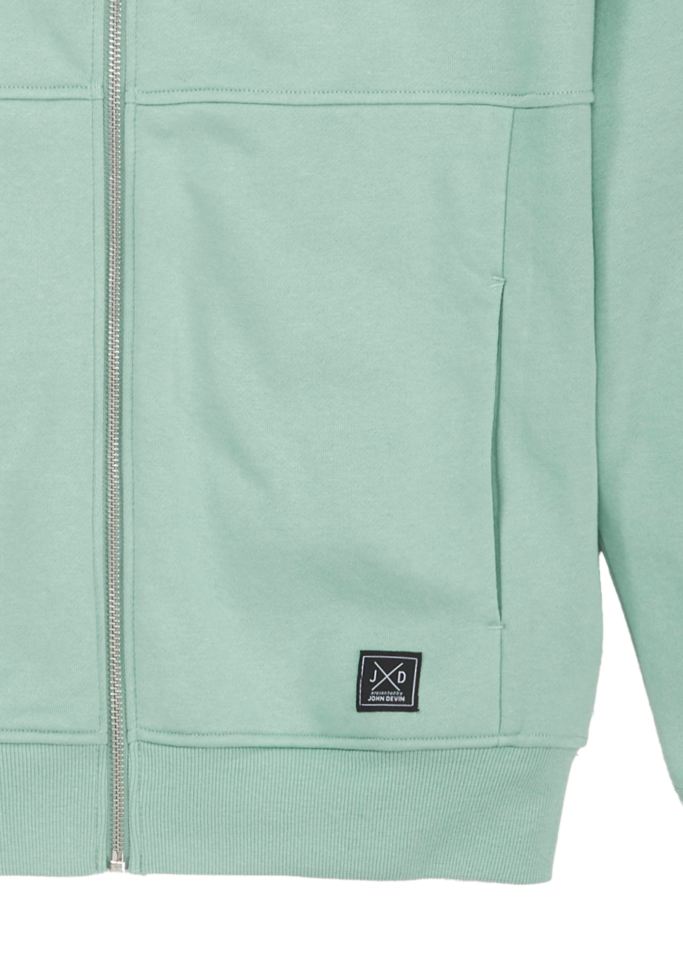 John Devin Sweatjacke »mit modischer Teilungsnaht« Langarm, Sweatjacke mit Reissverschluss und Rundhals, Baumwollmischung
