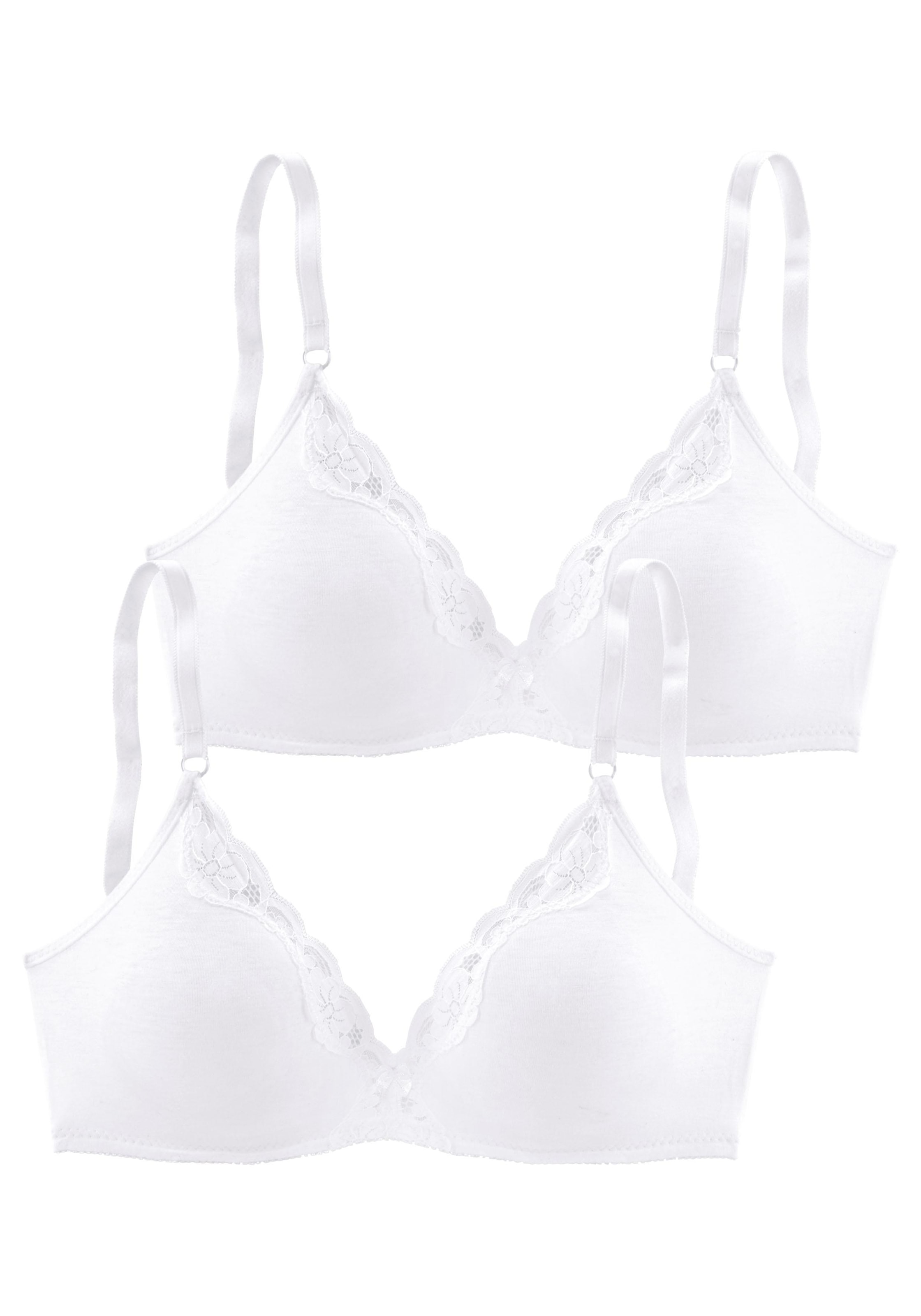 petite fleur Bralette-BH, (Packung, 2 Stück), ohne Bügel aus Baumwolle mit Spitze