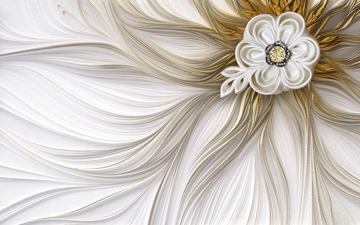 Image of Papermoon Fototapete "Muster mit Blumen gold"