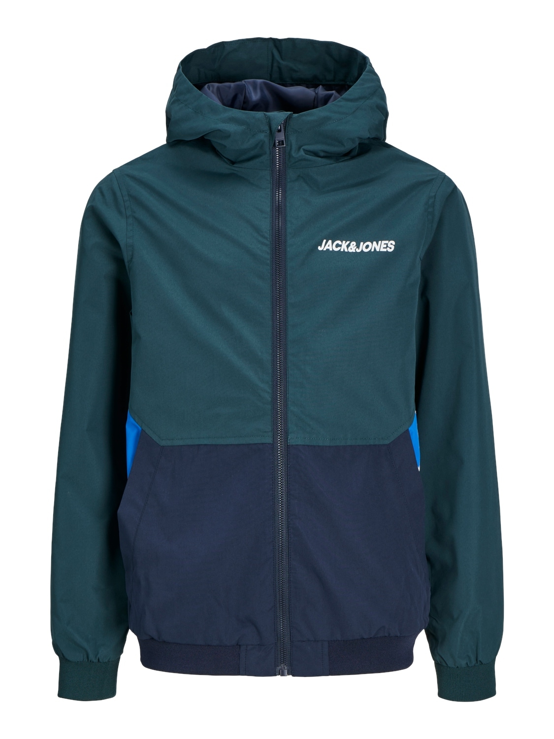 Jack & Jones Junior Outdoorjacke »JJERUSH wasserabweisend, mit Kapuze, mattes Finish«, mit Kapuze, colorblocking, modisch, regular fit, Kapuze