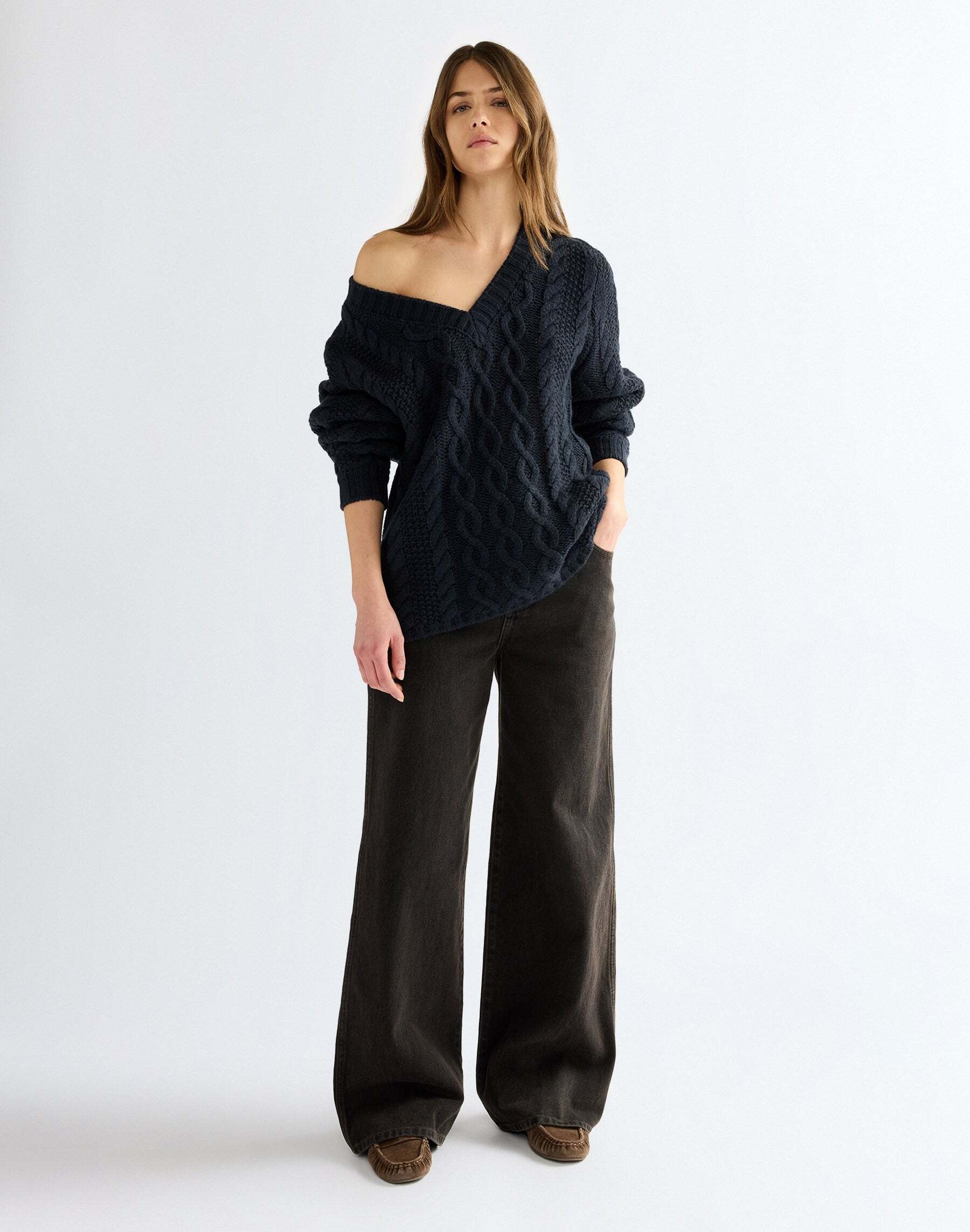 Wrangler Strickpullover »WRANGLER Pullover V Neck Cable Knit«