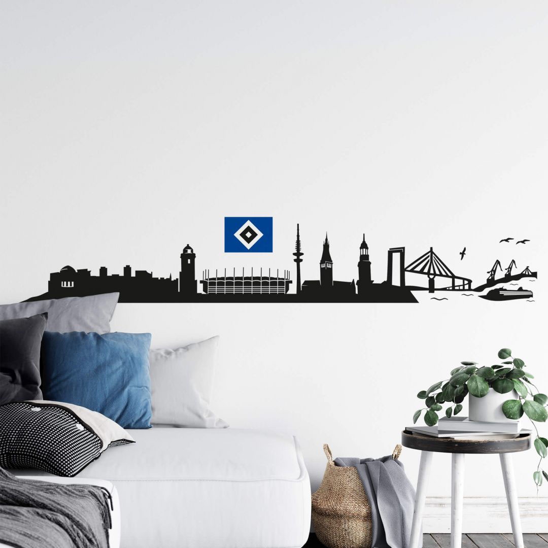 Wall-Art SV maintenant »Hamburger Hsv« Wandtattoo Logo Skyline