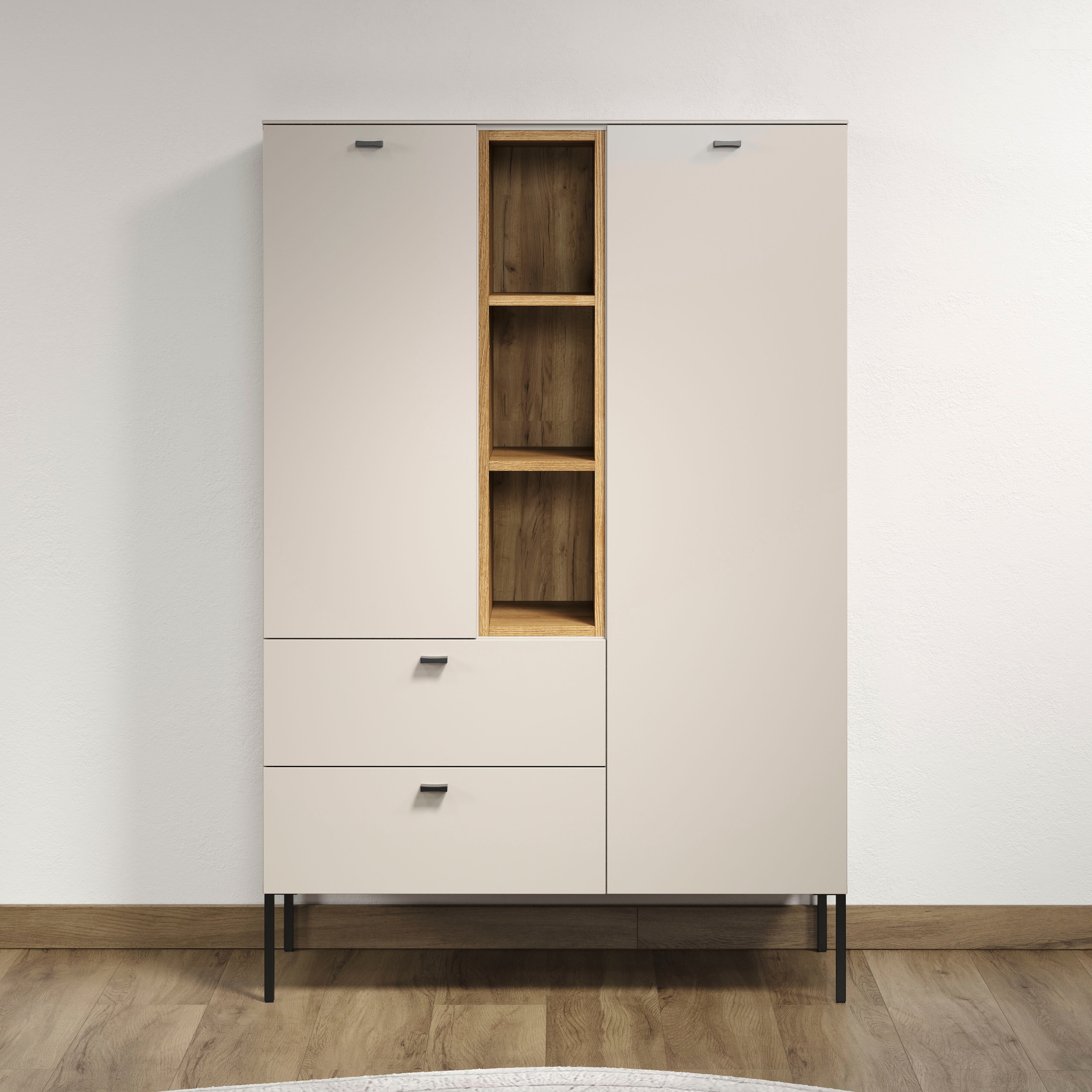 Image of Home affaire Highboard "San Pedro" 1 Stk. tlg. Highboard, 2 Türen, 2 Schubkasten & Soft-Close - (B/T/H) 93/42/140 cm