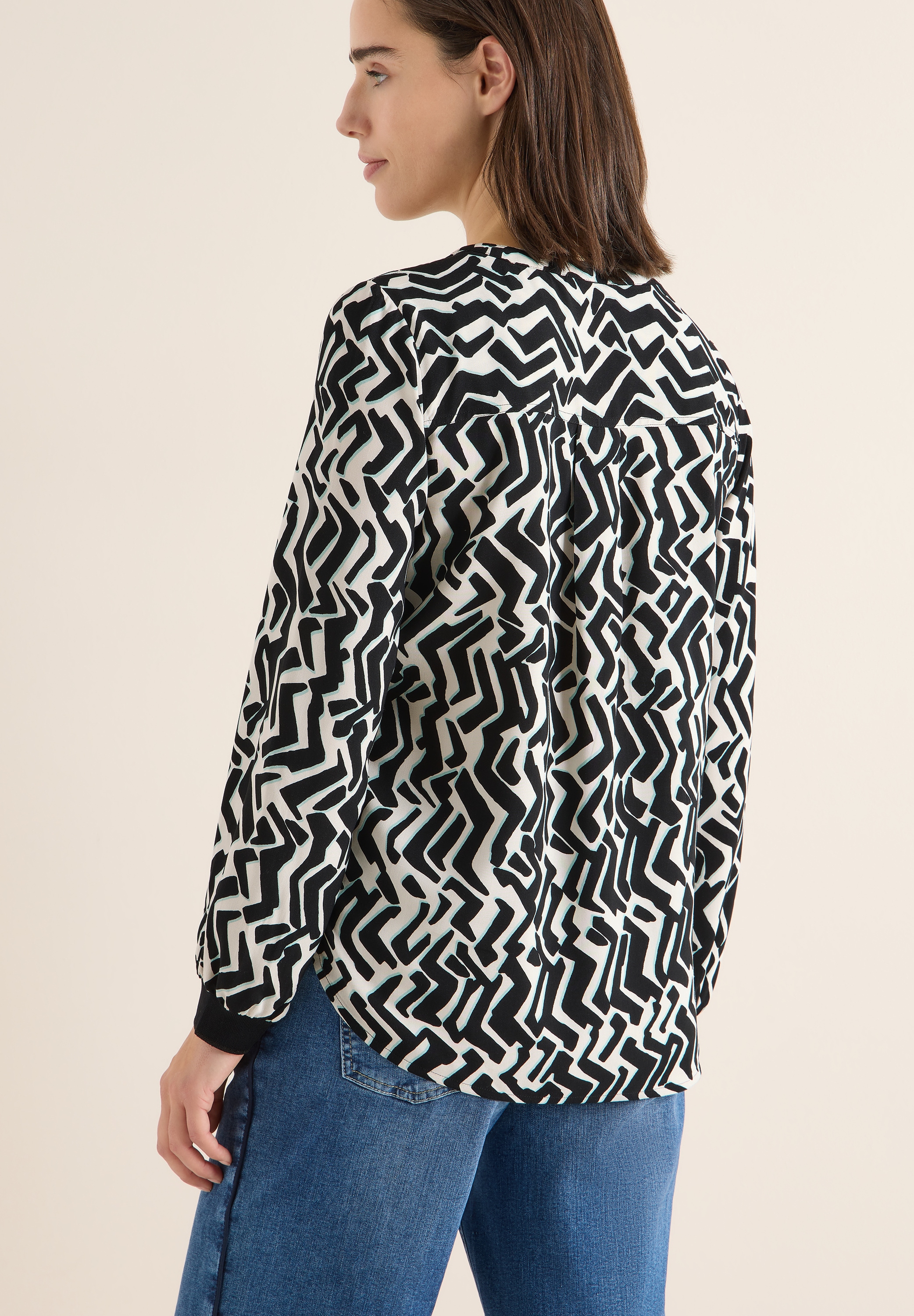 Cecil Blouse à pression Print-Bluse mit Tape und grafischem Muster