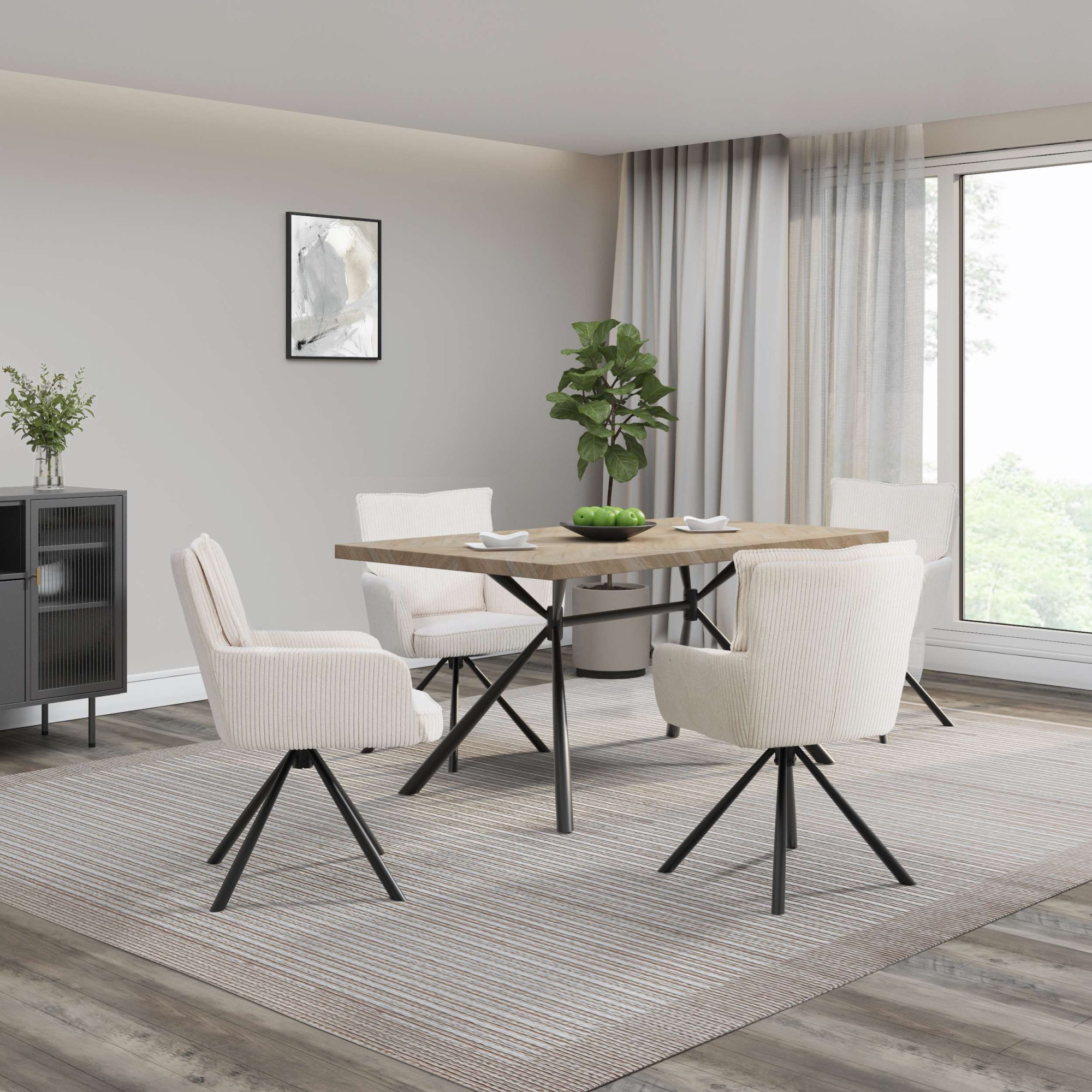 GOODproduct Esstisch »Larchant« Tischplatte in Fischgrätoptik, schwarze Metallbeine, Höhe 76 cm