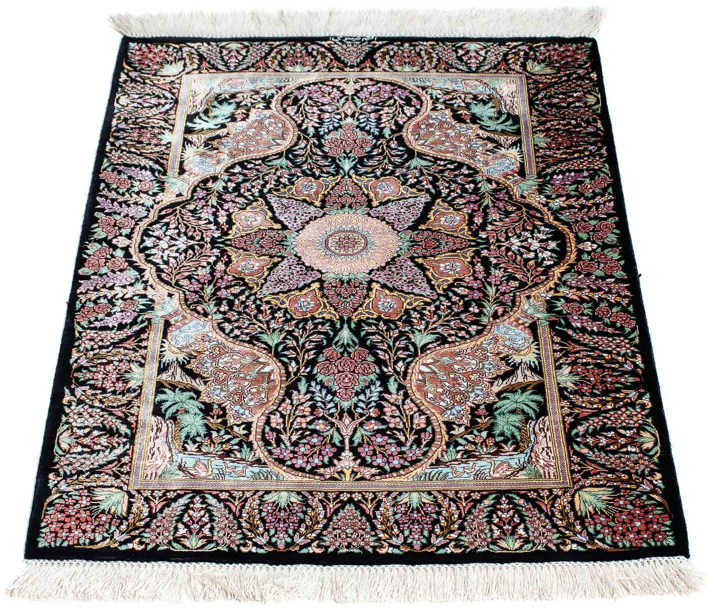 Image of morgenland Orientteppich »Perser - Ghom - 85 x 61 cm - dunkelblau«, rechteckig, 10 mm Höhe, Wohnzimmer, Handgeknüpft, Einzelstück mit Zertifikat bei Ackermann Versand Schweiz