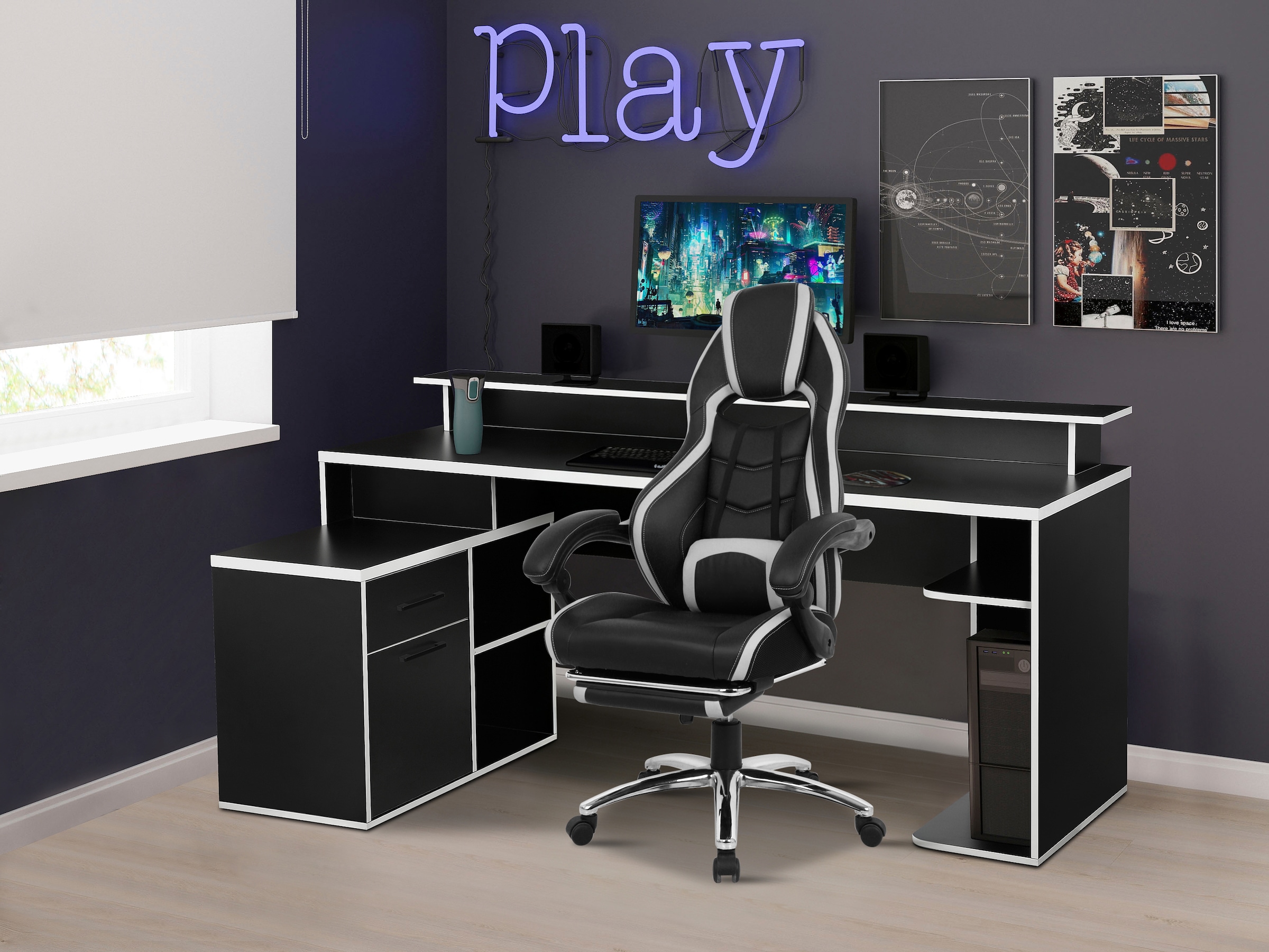 INOSIGN Chaise de jeu »Sprinta 1, Chefsessel mit ausziehbarer Fussstütze« () komfortabel gepolstert mit vielen ergonomischen Funktionen