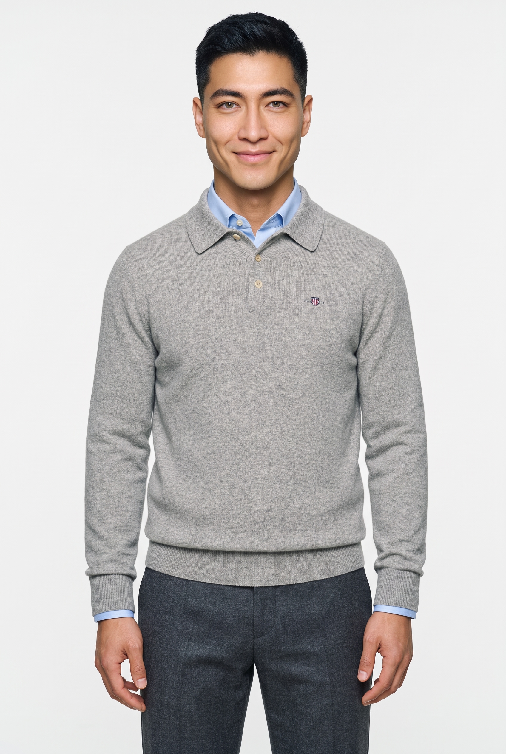 Image of Gant Polokragenpullover "SUPERFINE LAMBSWOOL" melierte Optik, normale Passform
