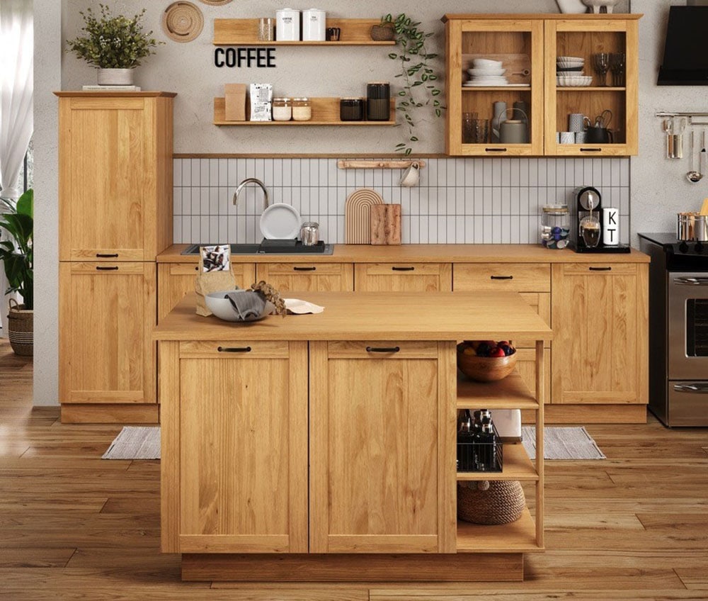 Home affaire Kücheninsel »Teramo« Breite 130 cm,4 Türen, 3 offene Fächer