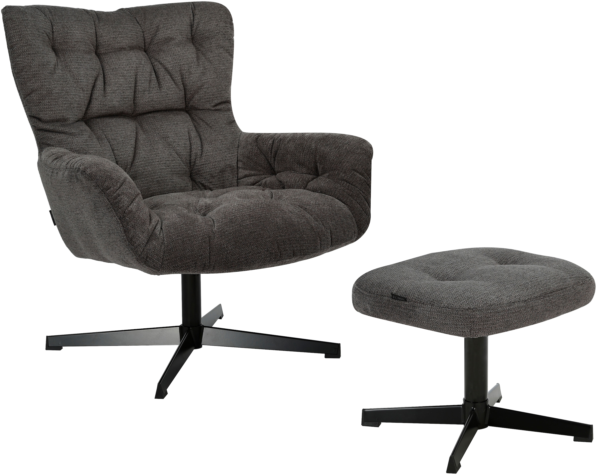 INOSIGN Drehsessel »VERGAS Ohrensessel mit Hocker im Set«, Relaxsessel mit 360-Grad-Drehfunktion u. Hocker, Web-Stoff