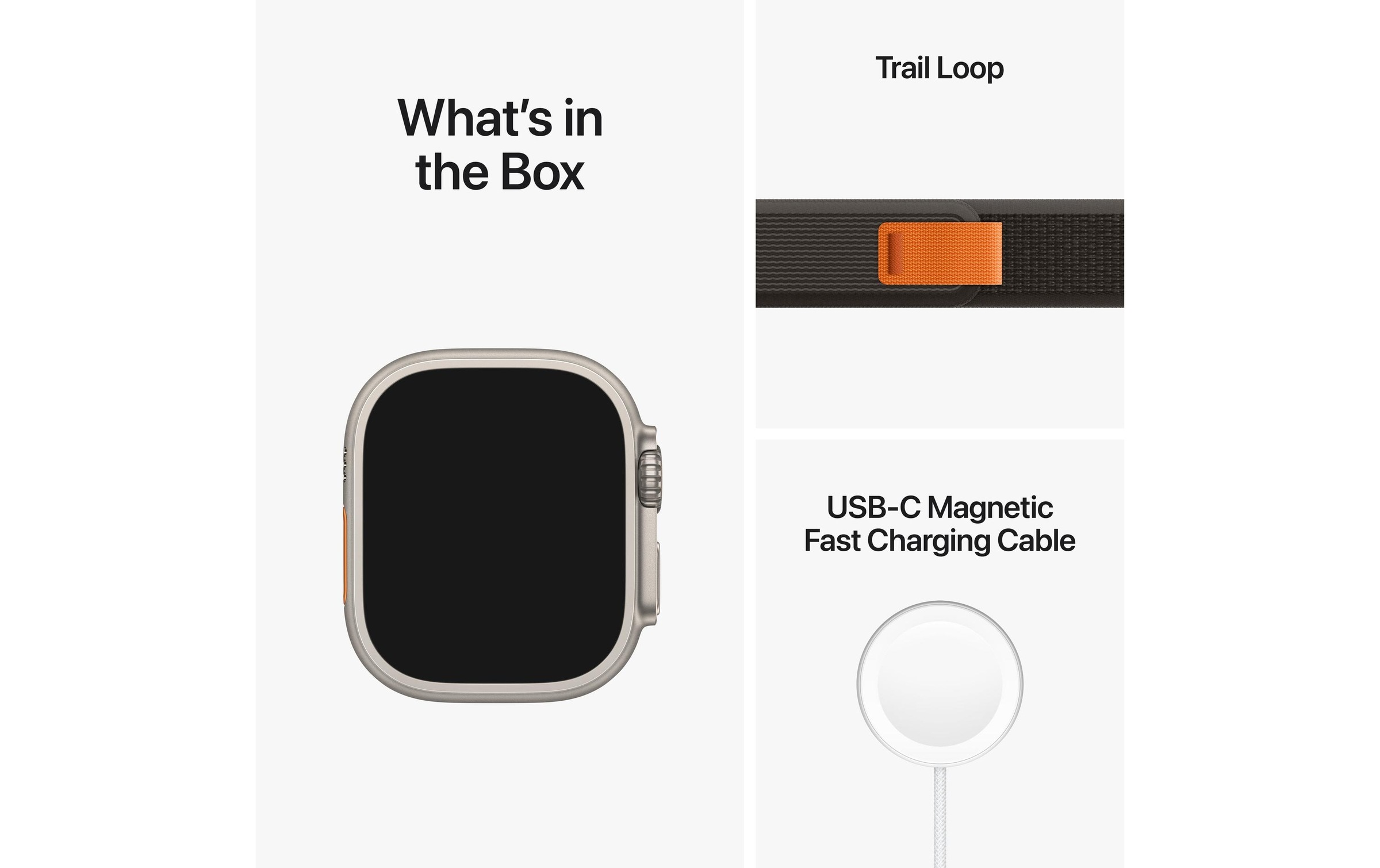 Apple Watch Ultra GPS + Cellular, 49 mm Titangehäuse, Trail Loop Schwarz/Grau - S/M