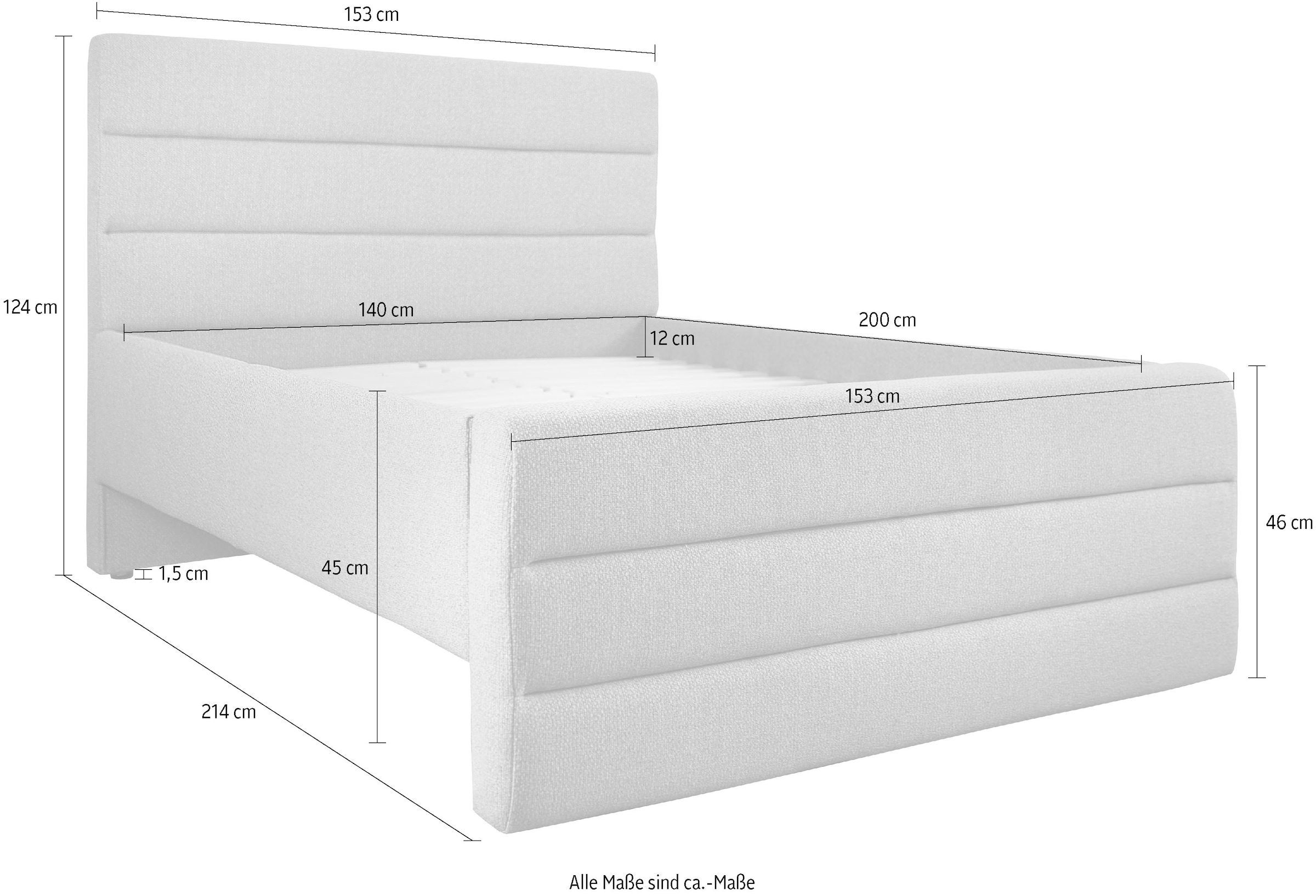GOODproduct Polsterbett »Merrit«, Quernaht im Kopf- und Fussteil, in 5 Breiten, auch in 220 cm Länge