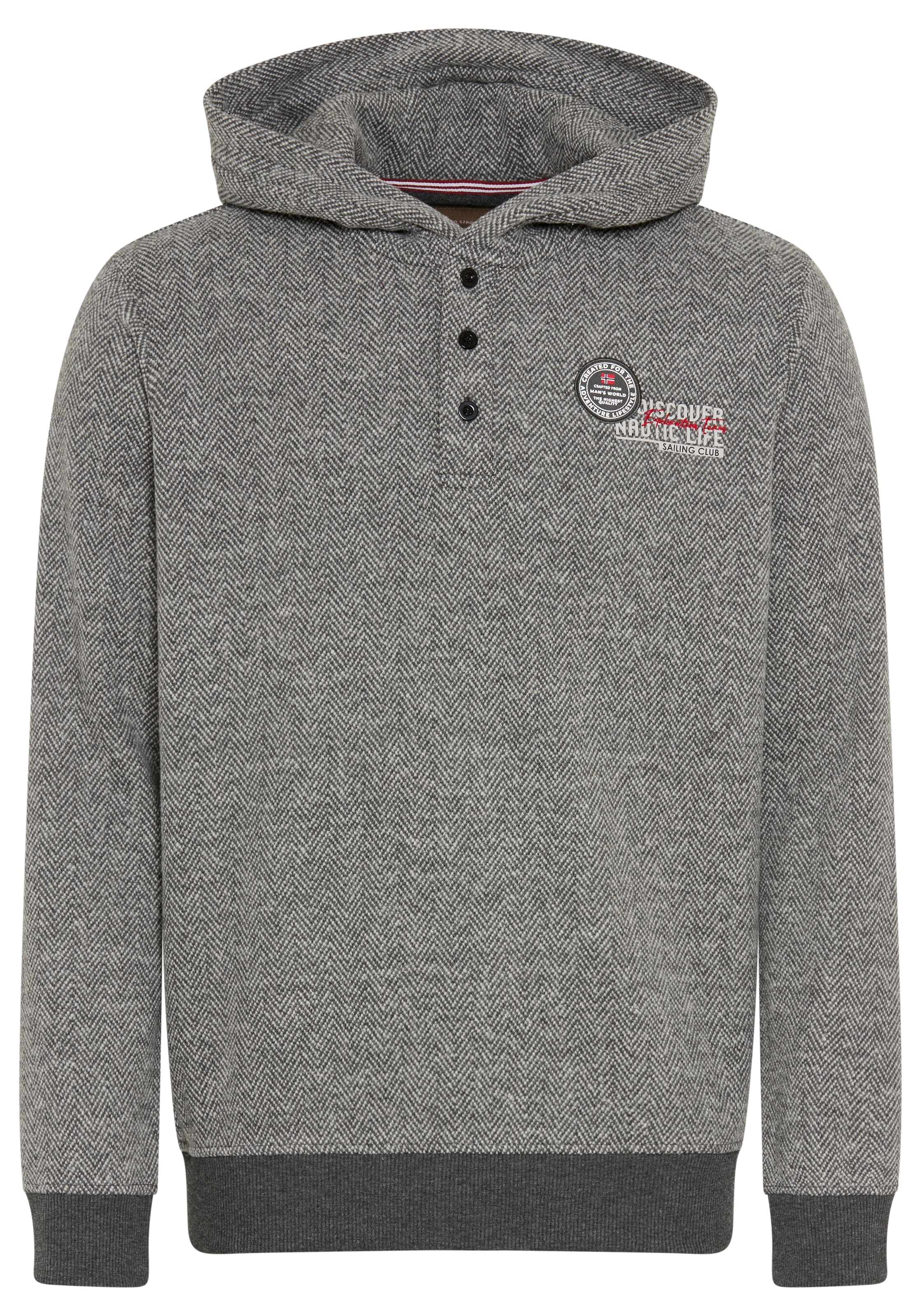 Man's World Pull en polaire , avec capuche, aspect à motifs, en polyester et coton
