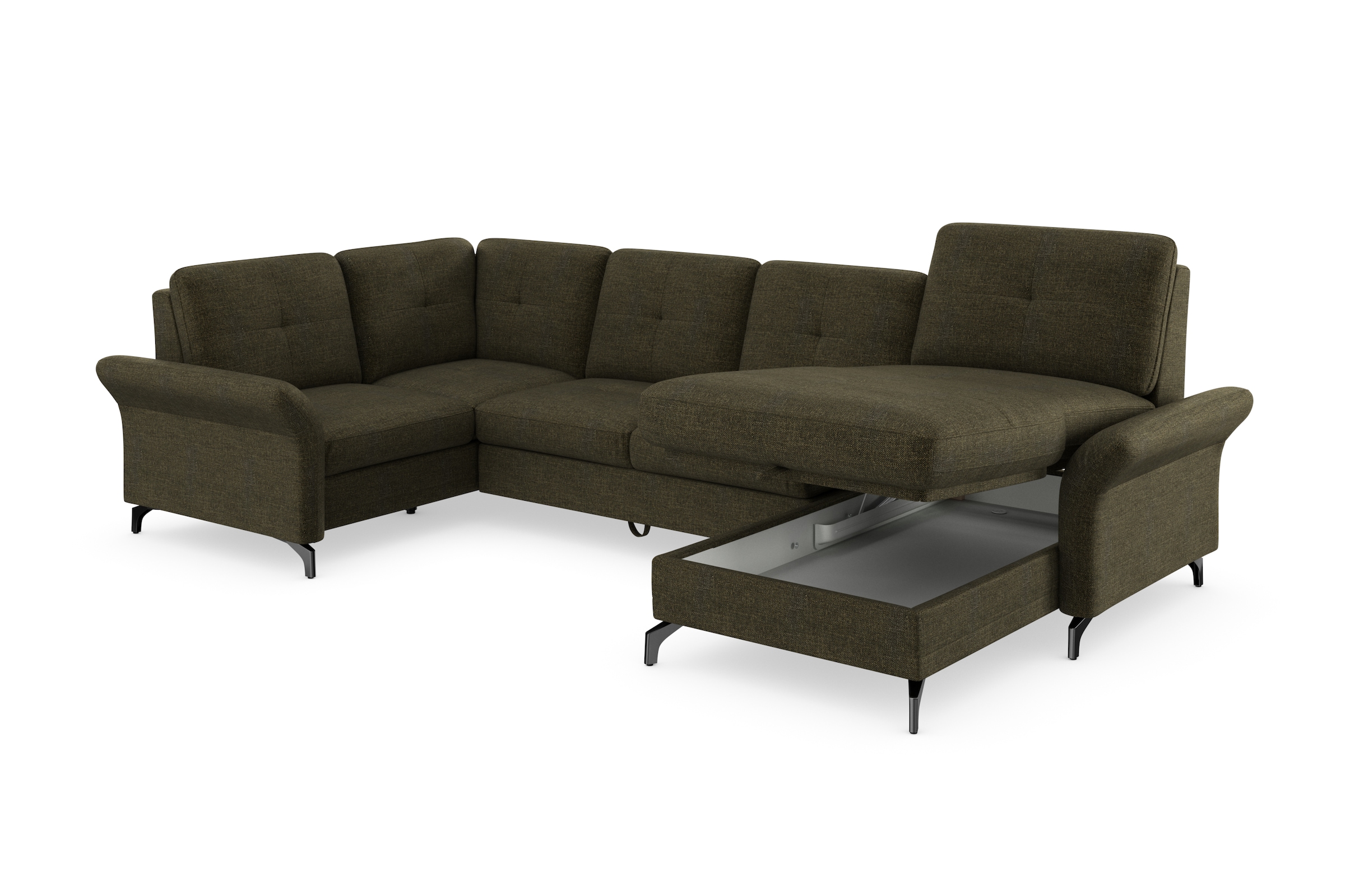 Places of Style Wohnlandschaft »Calando U-Form«, wahlweise mit Bettfunktion, Bettkasten und Armteilfunktion