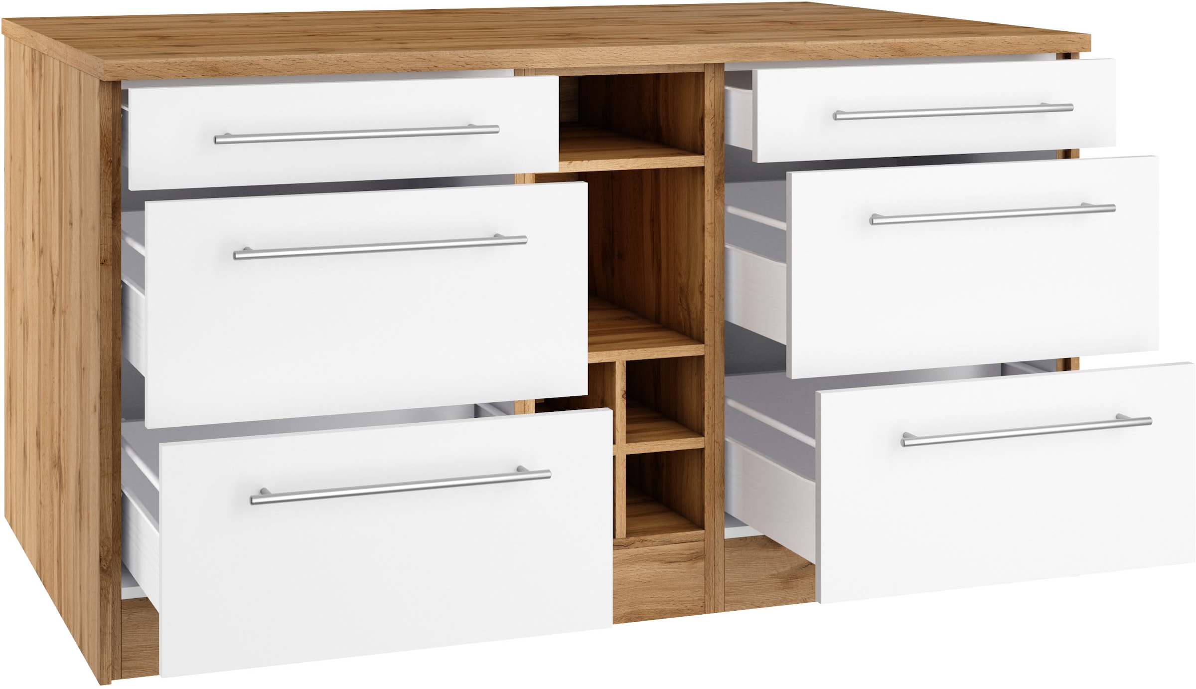 KOCHSTATION Kücheninsel »KS-Wien« Breite 153 cm, MDF-Fronten, Flaschenregal