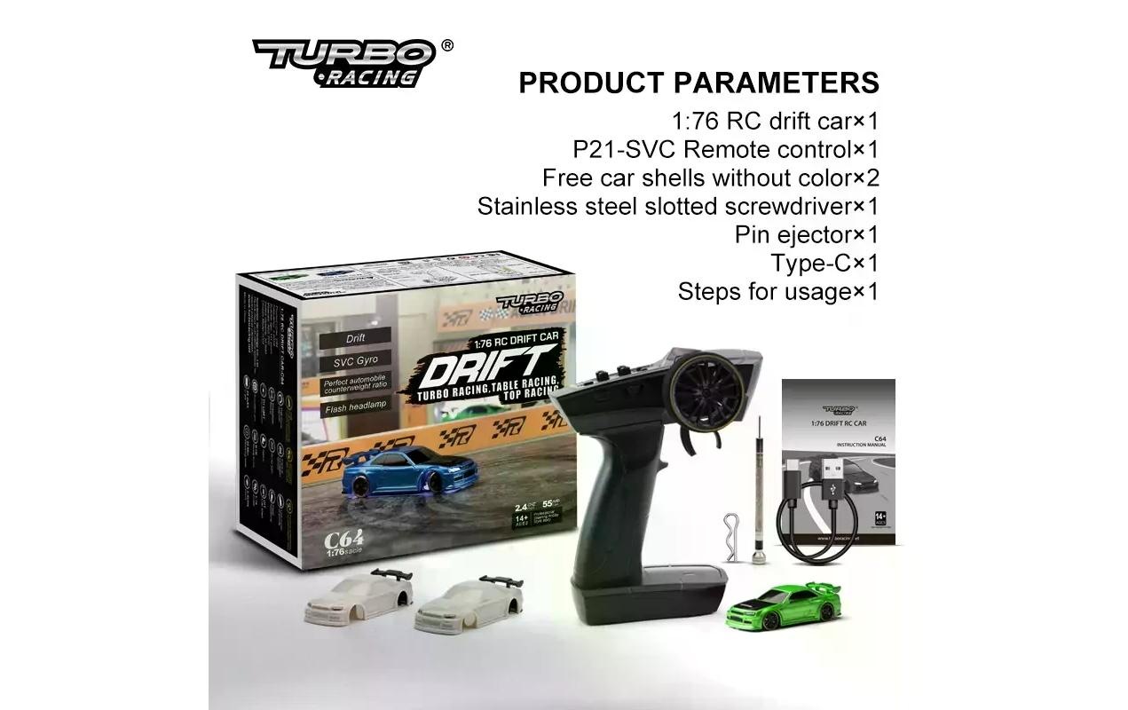 RC-Auto »Turbo Racing Micro Drift C64, Grün«