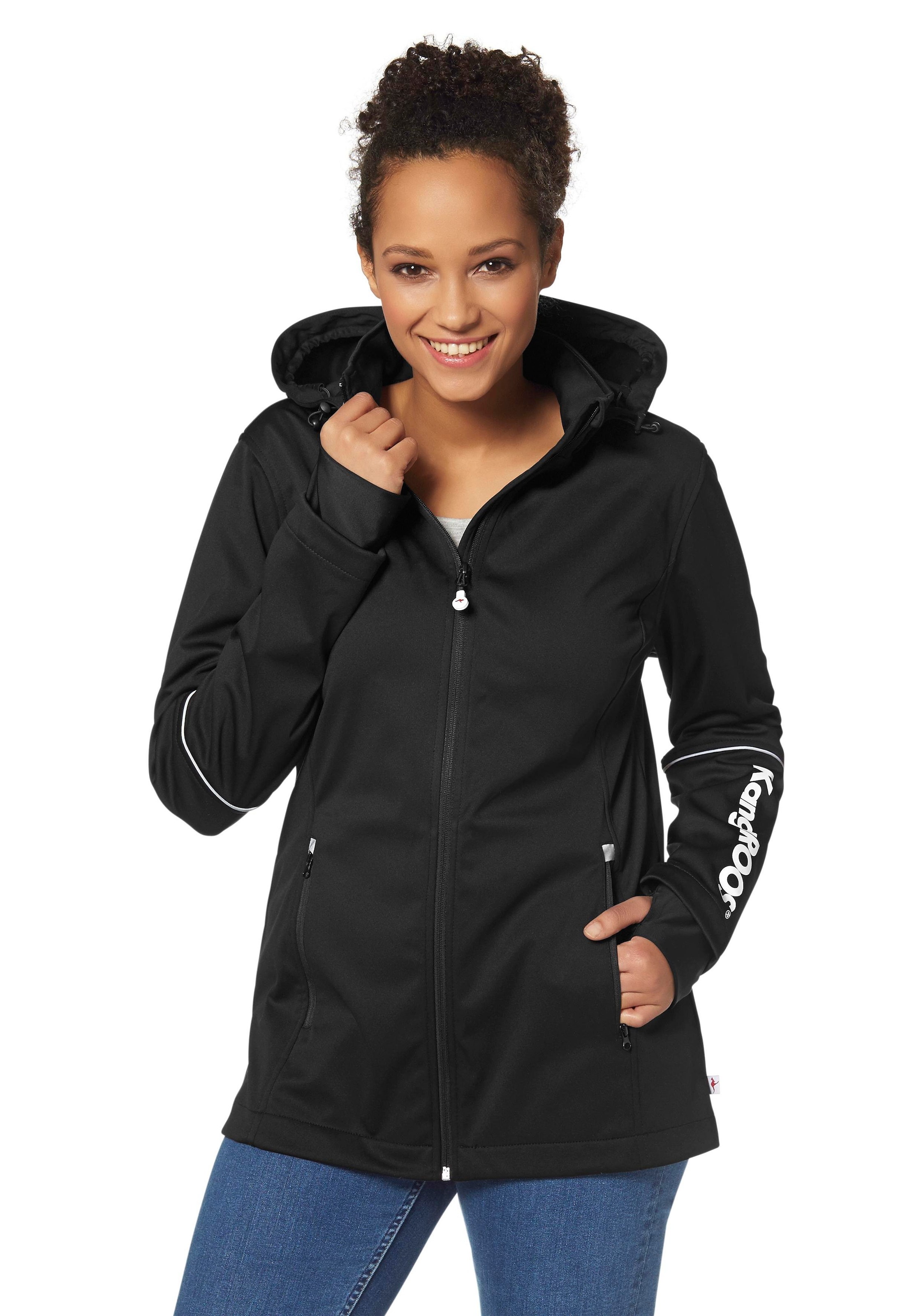 KangaROOS Softshelljacke mit Kapuze aus Softshell-Material,  figurumschmeichelnder Schnitt, grosse Grössen