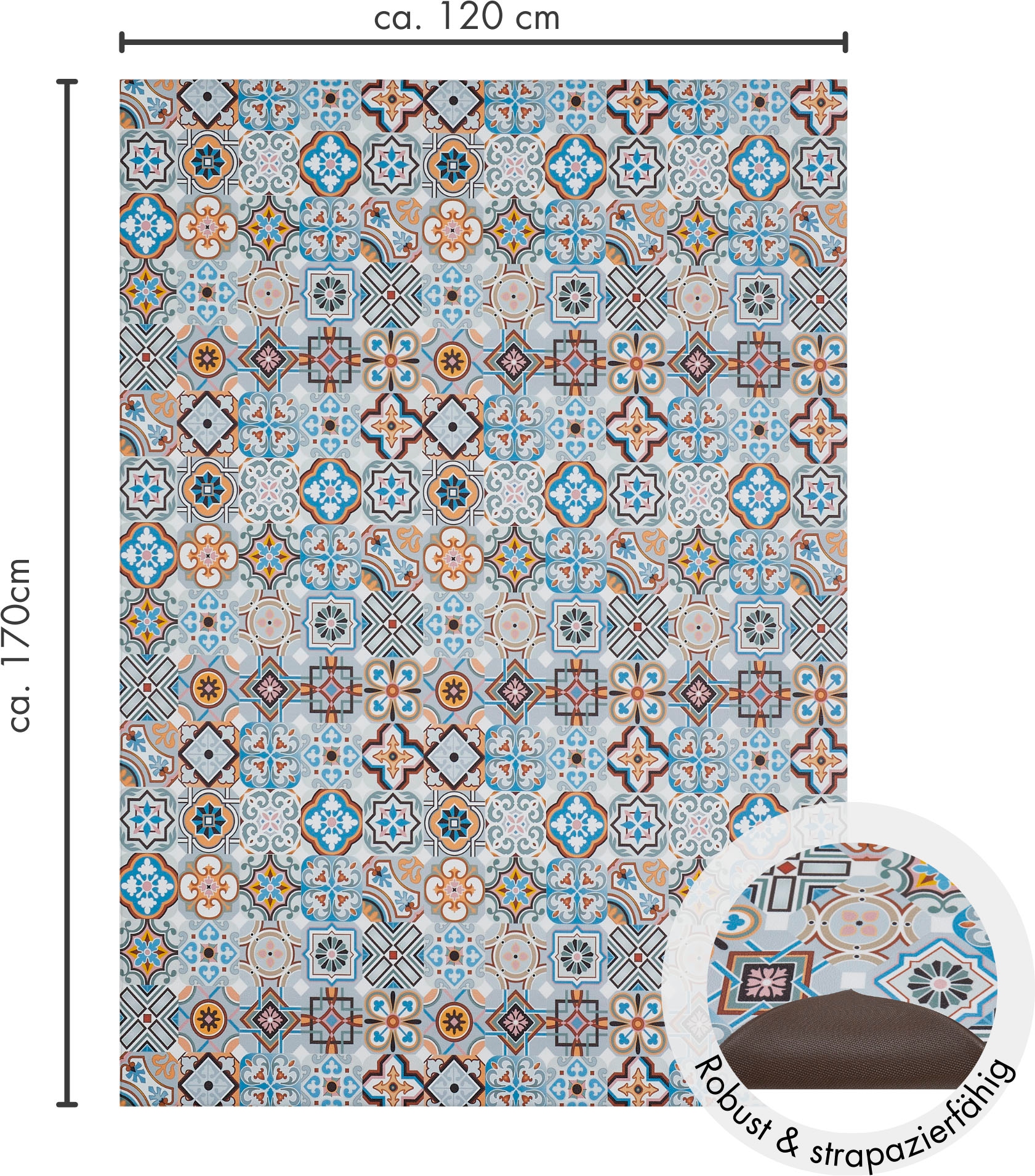 Andiamo Vinylteppich »Marrakesch«, rechteckig, 3,5 mm Höhe, abwischbar, rutschhemmend, Fliesen oder Beton Design, auch als Läufer