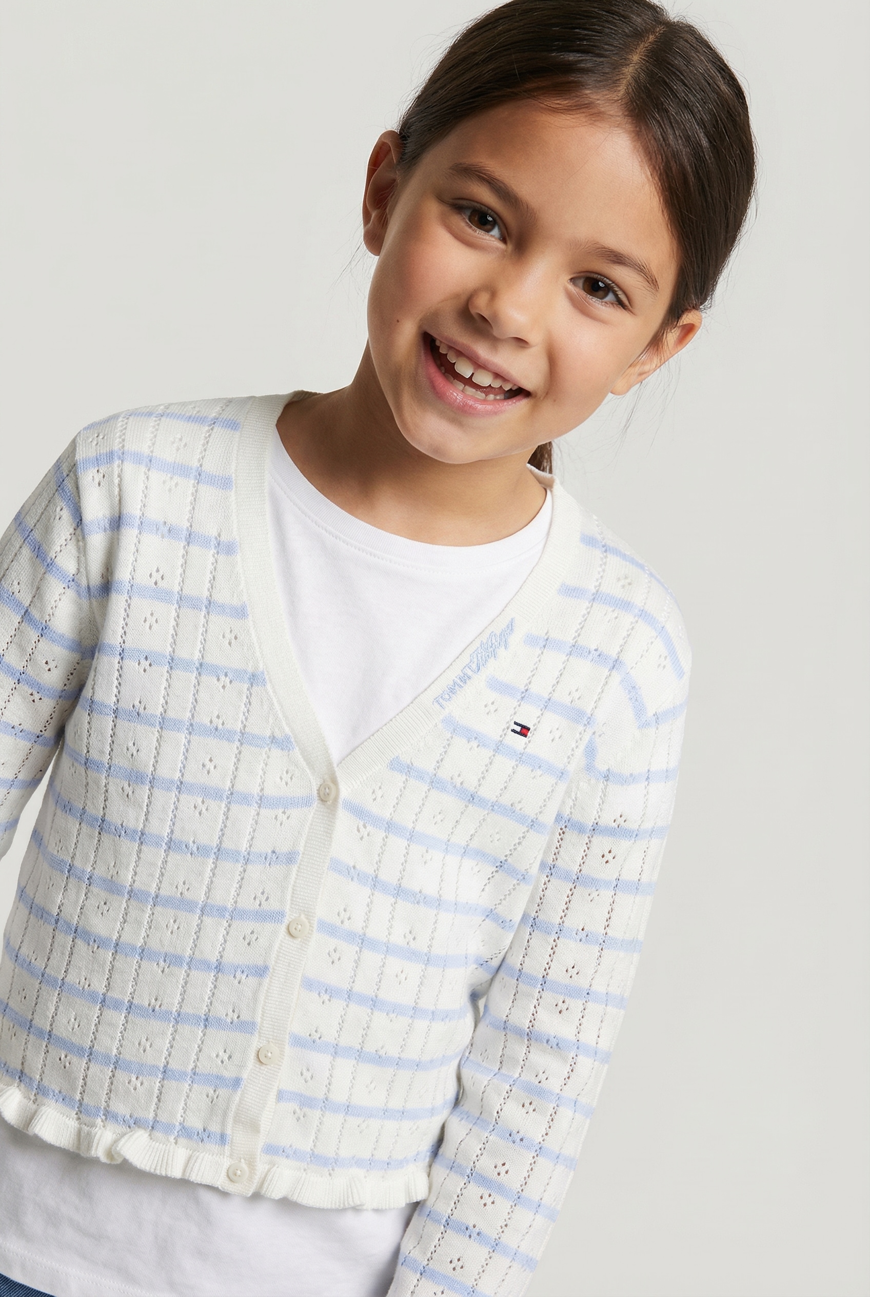 Image of Tommy Hilfiger Strickjacke "POINTELLE CARDIGAN" Kinder bis 16 Jahre, mit Rüschen, regular fit