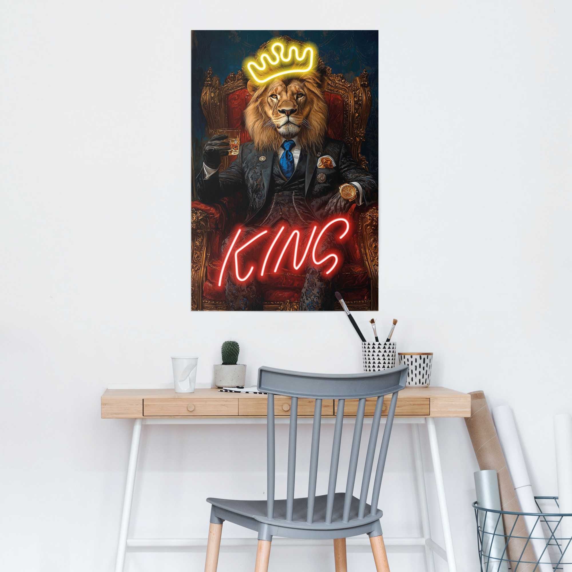 Image of Reinders Poster "König der Löwen" Tiere 1 Stk. tlg. Hobbyraum - Schwarz - Bilderdruckpapier - Tiere - 61x91,5 cm